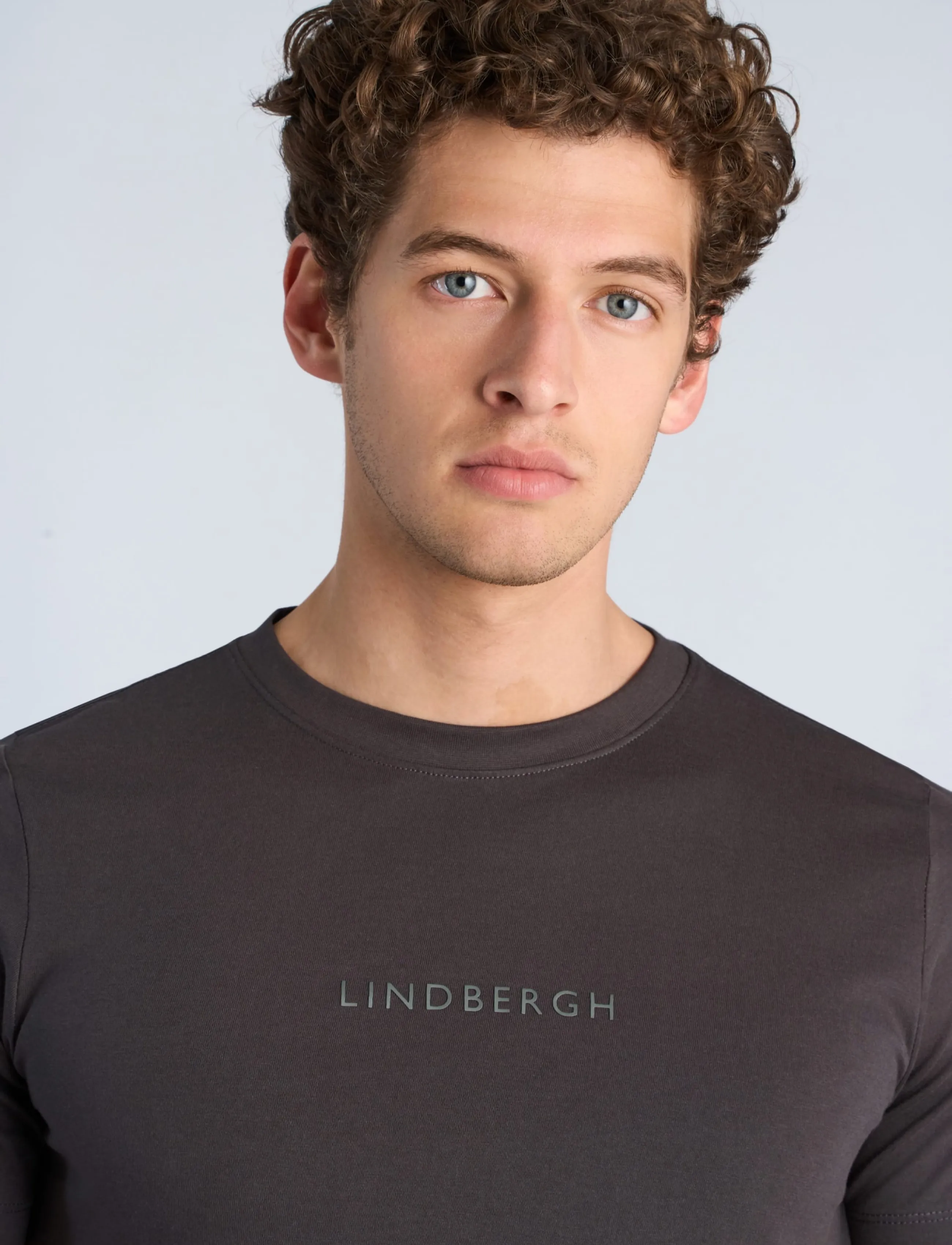 Lindbergh - Lindbergh print tee S/S - kortärmade t-shirts - ink grey - 5