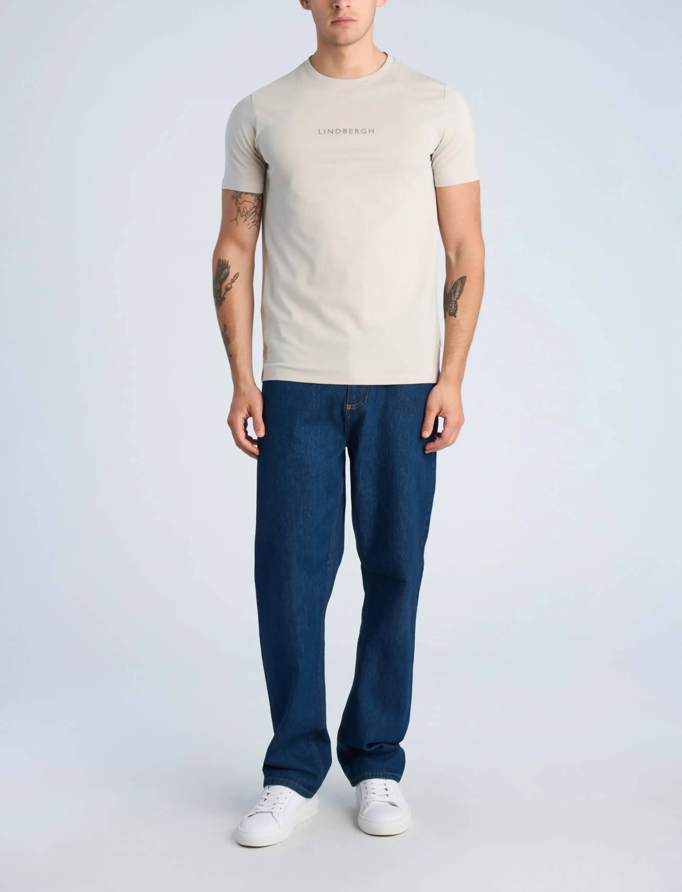 Lindbergh Lindbergh print tee S/S - Kortärmade t-shirts - LT GREY / grey