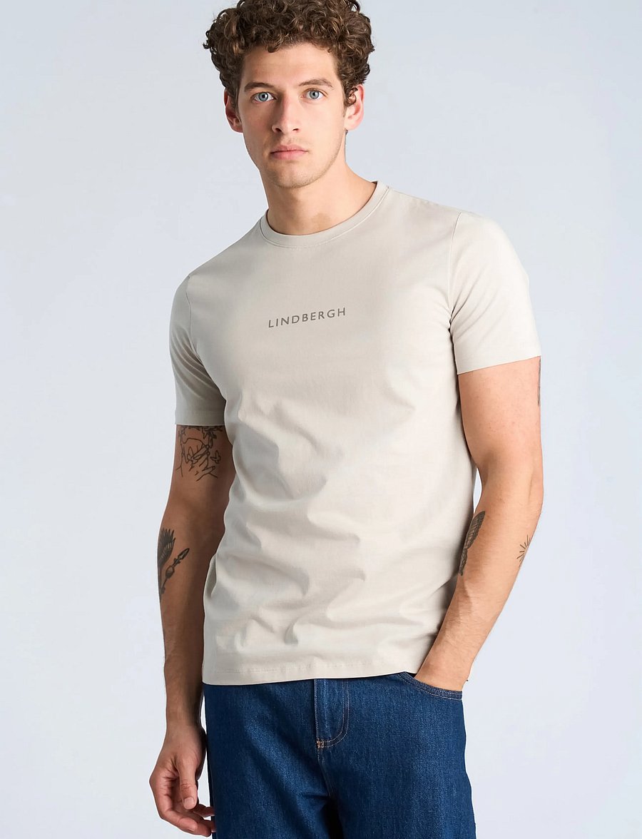 Lindbergh - Lindbergh print tee S/S - kortärmade t-shirts - lt grey - 3