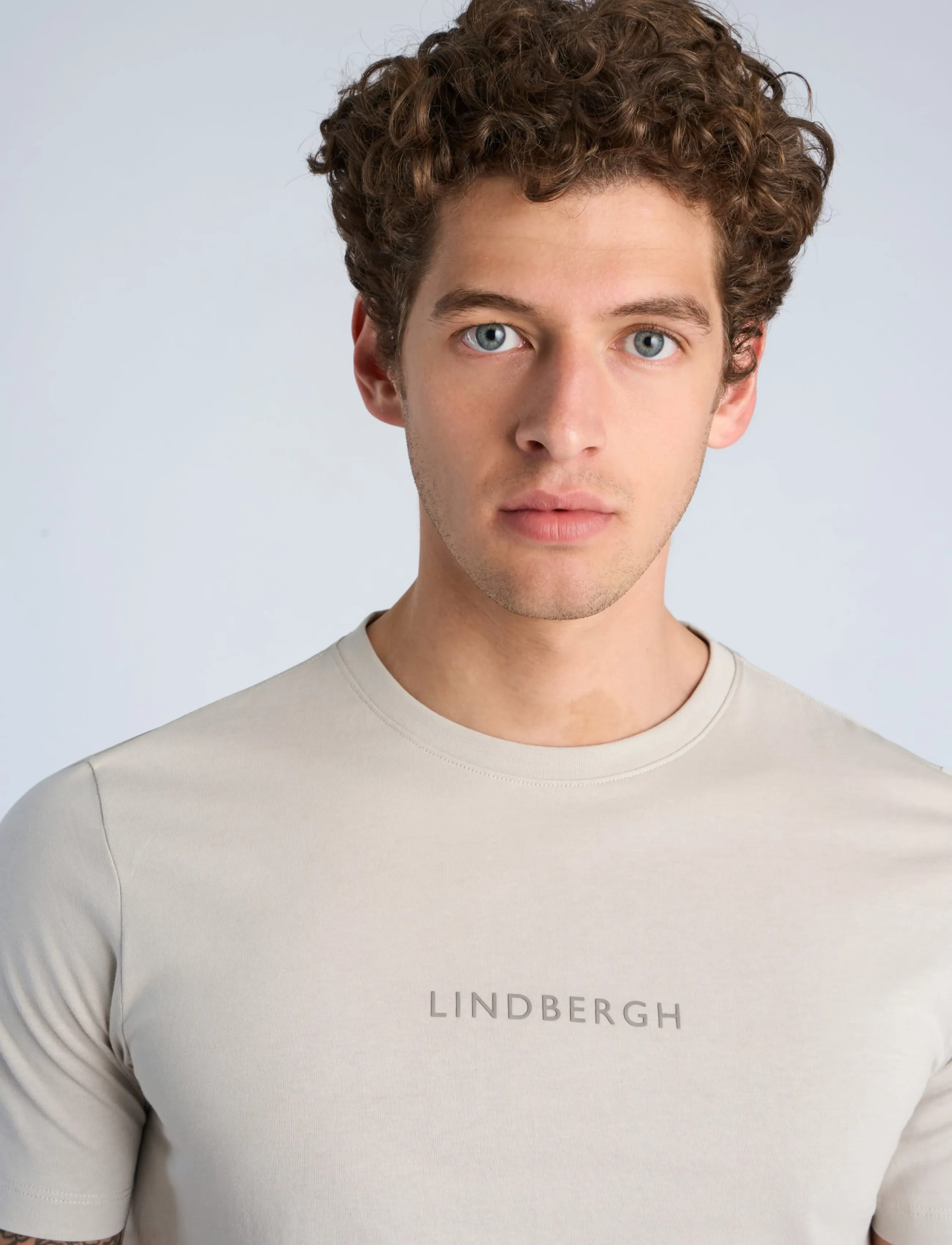 Lindbergh - Lindbergh print tee S/S - kortärmade t-shirts - lt grey - 5