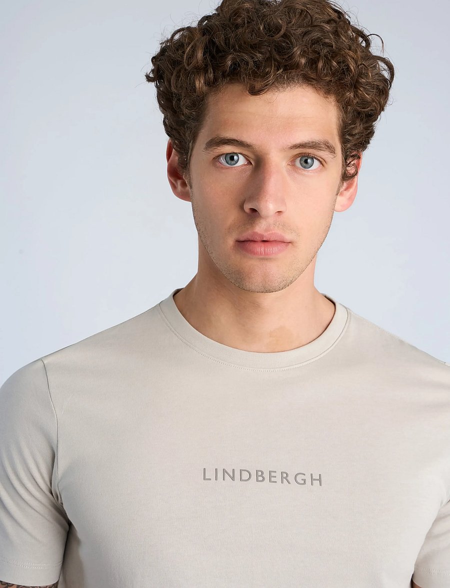 Lindbergh - Lindbergh print tee S/S - kortärmade t-shirts - lt grey - 5
