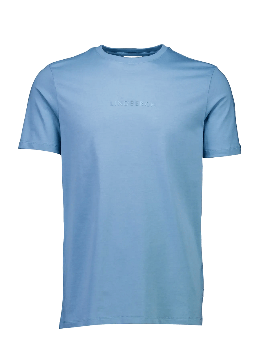 Lindbergh - Lindbergh print tee S/S - kortærmede t-shirts - mid blue - 1