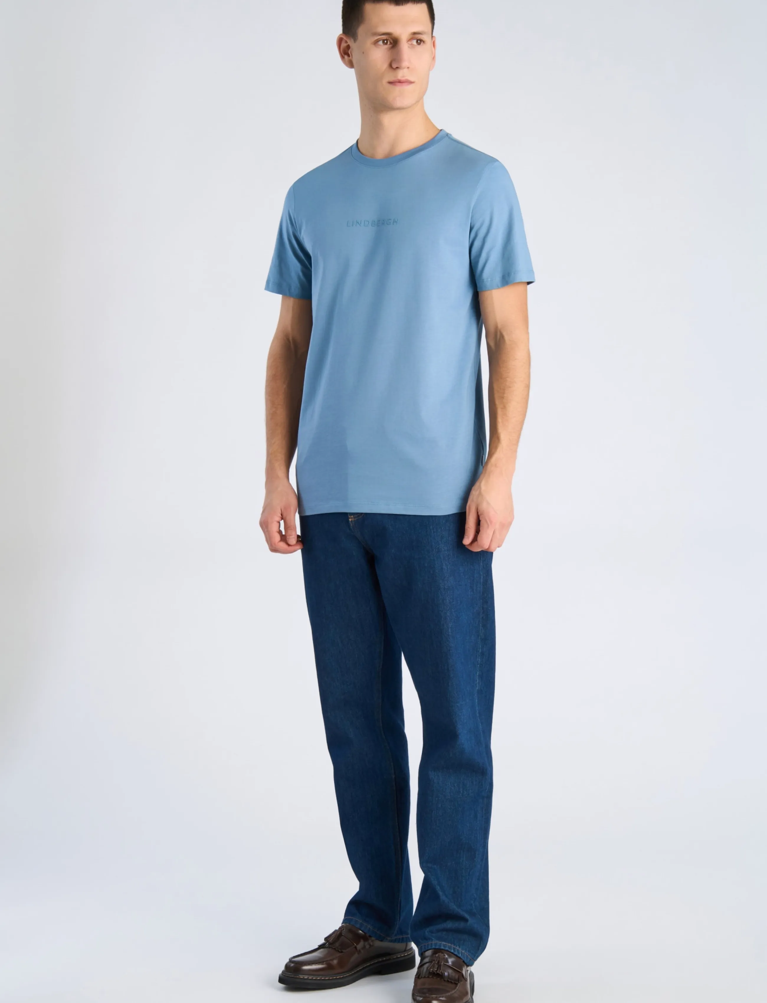 Lindbergh Lindbergh print tee S/S - Kurzärmelige T-Shirts - MID BLUE / blue