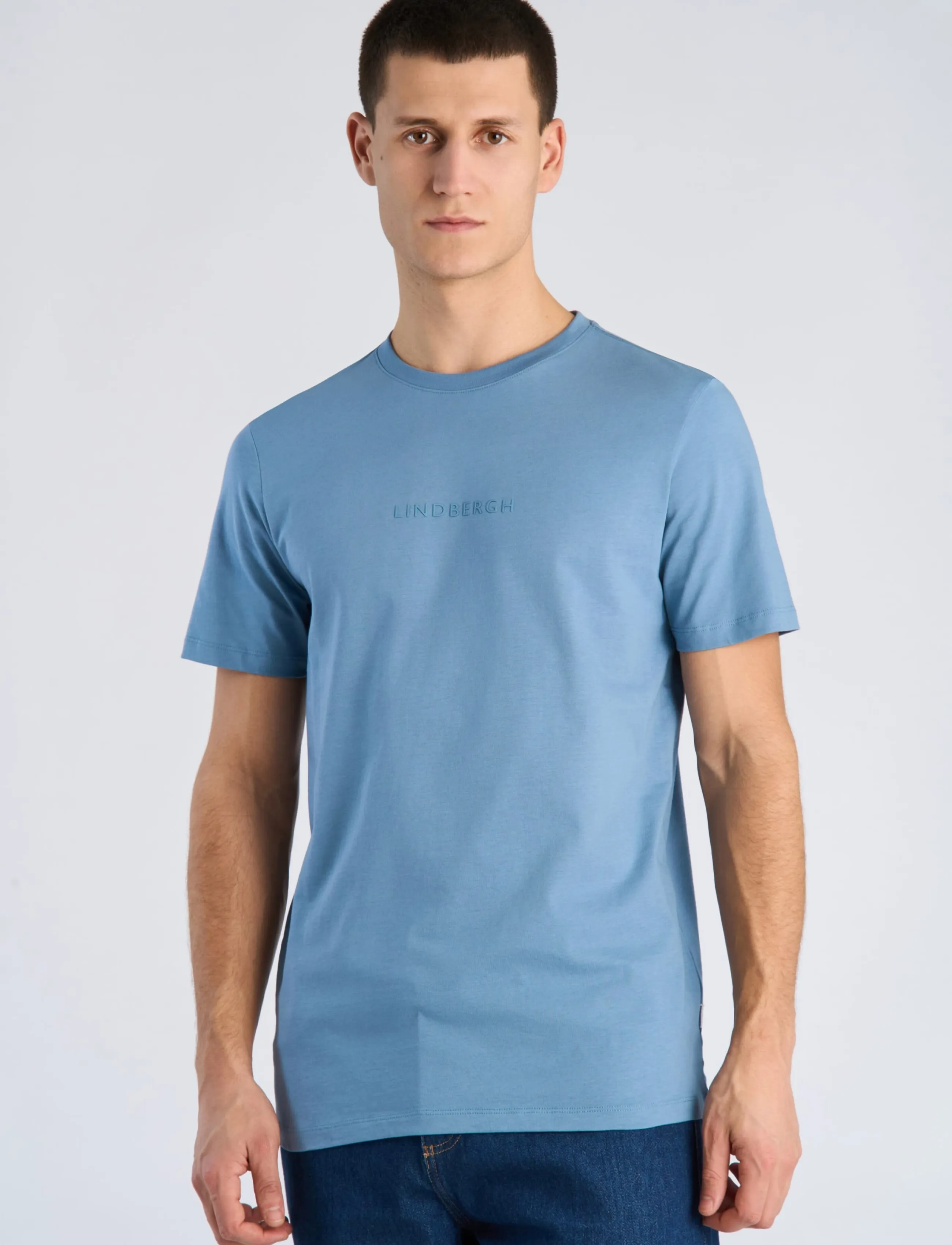 Lindbergh - Lindbergh print tee S/S - kurzärmelige t-shirts - mid blue - 3