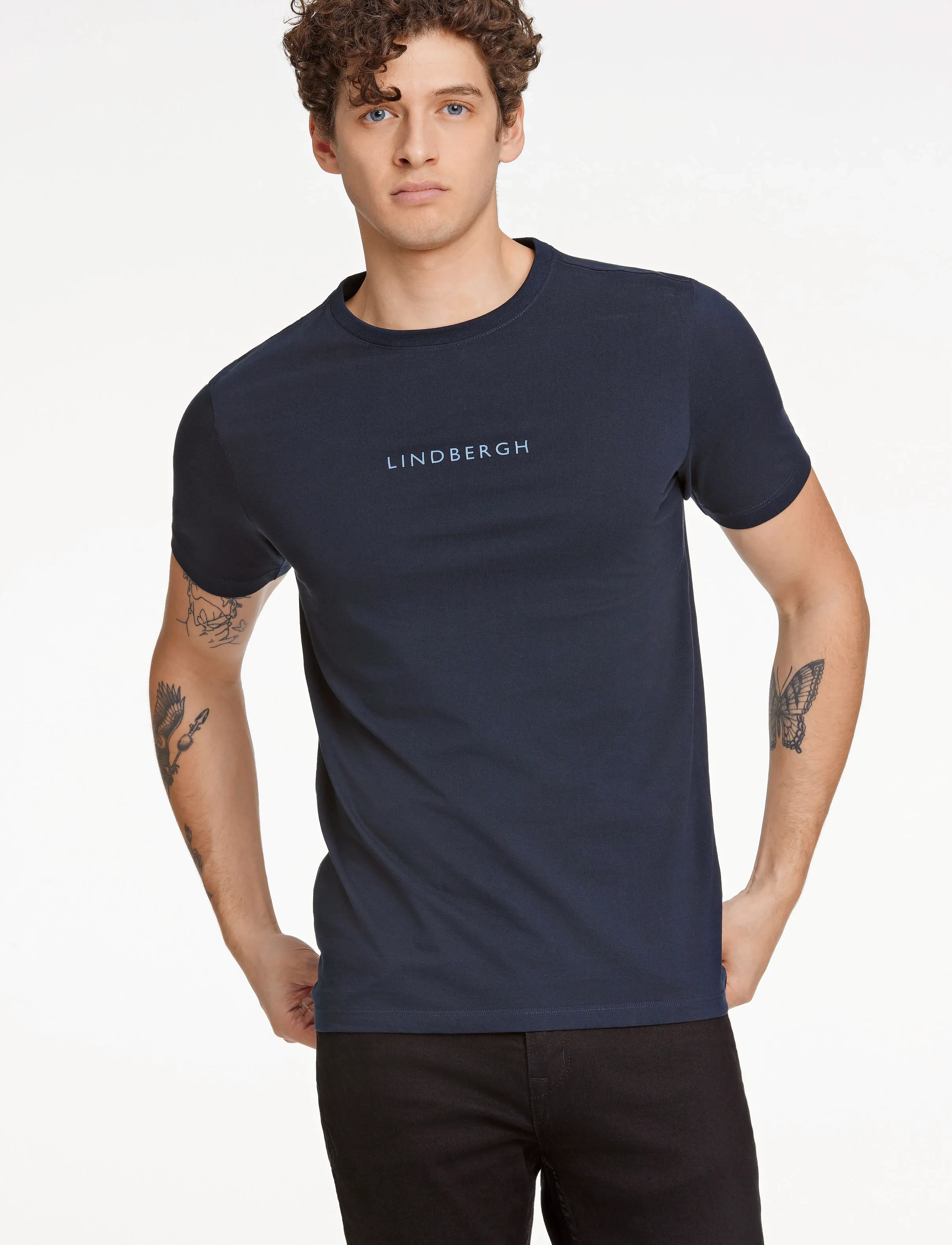 Lindbergh Lindbergh print tee S/S - T-skjorter - NAVY 424 / navy