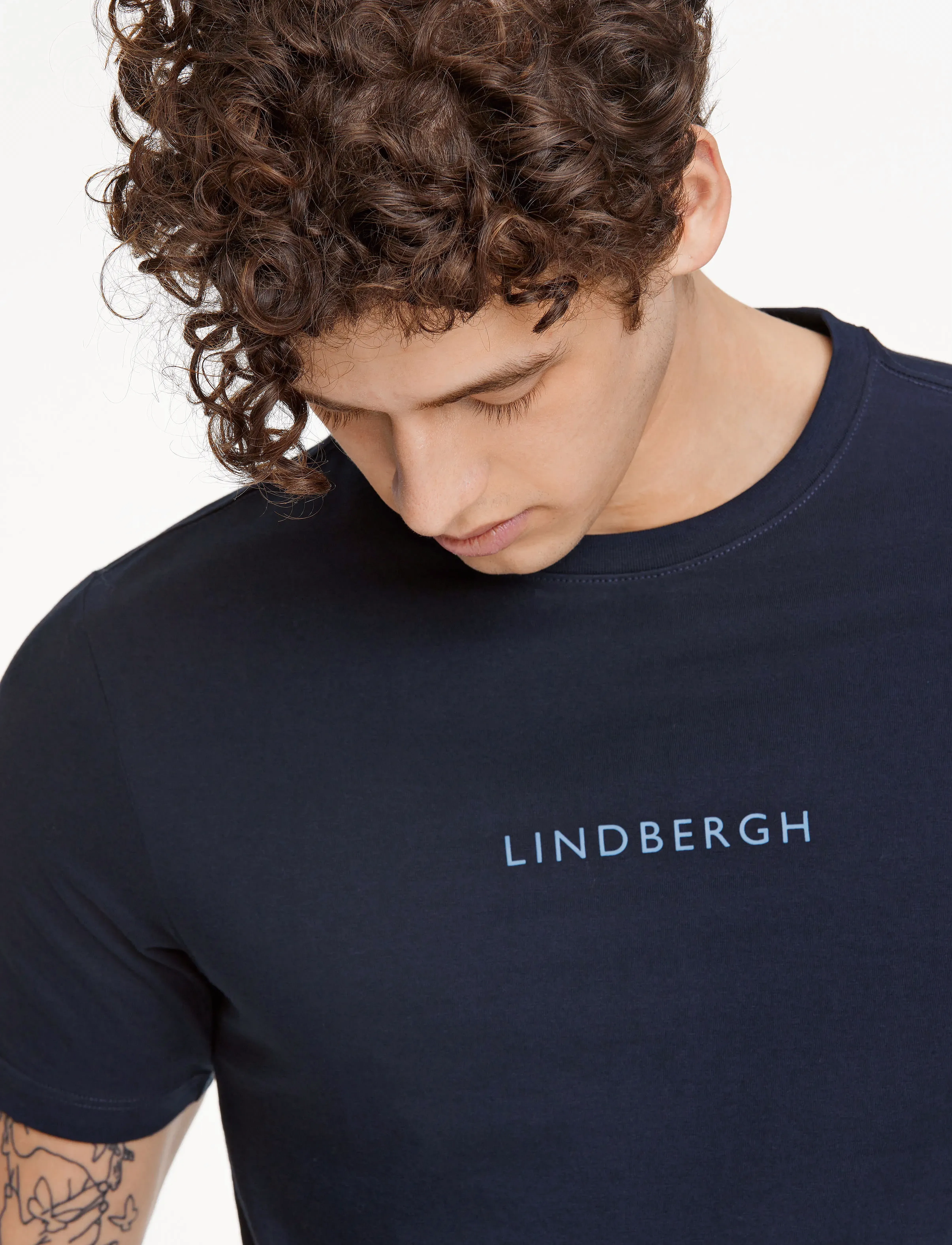 Lindbergh - Lindbergh print tee S/S - short-sleeved t-shirts - navy 424 - 5