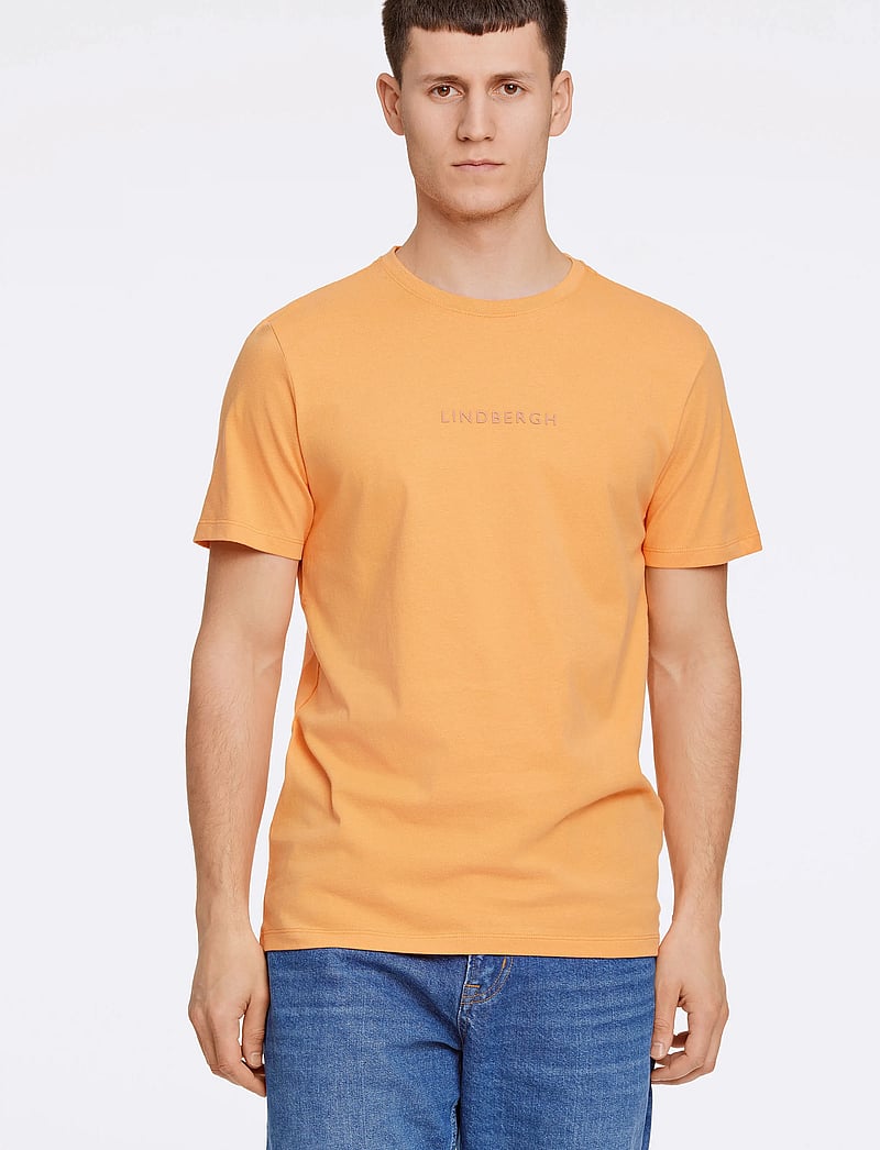 Lindbergh - Lindbergh print tee S/S - kortärmade t-shirts - peachy - 0