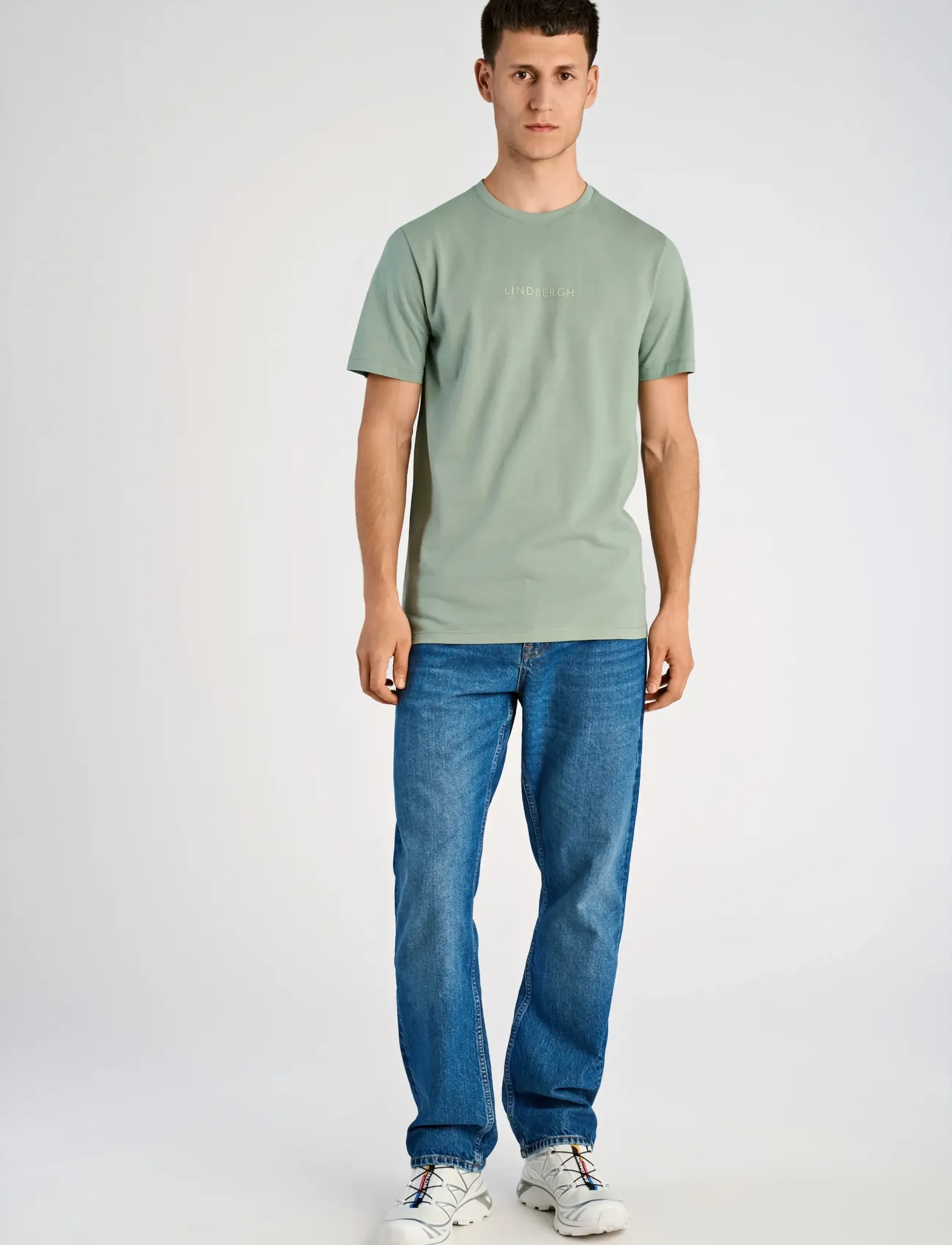 Lindbergh Lindbergh print tee S/S - Tøj - SAGE GREEN / green