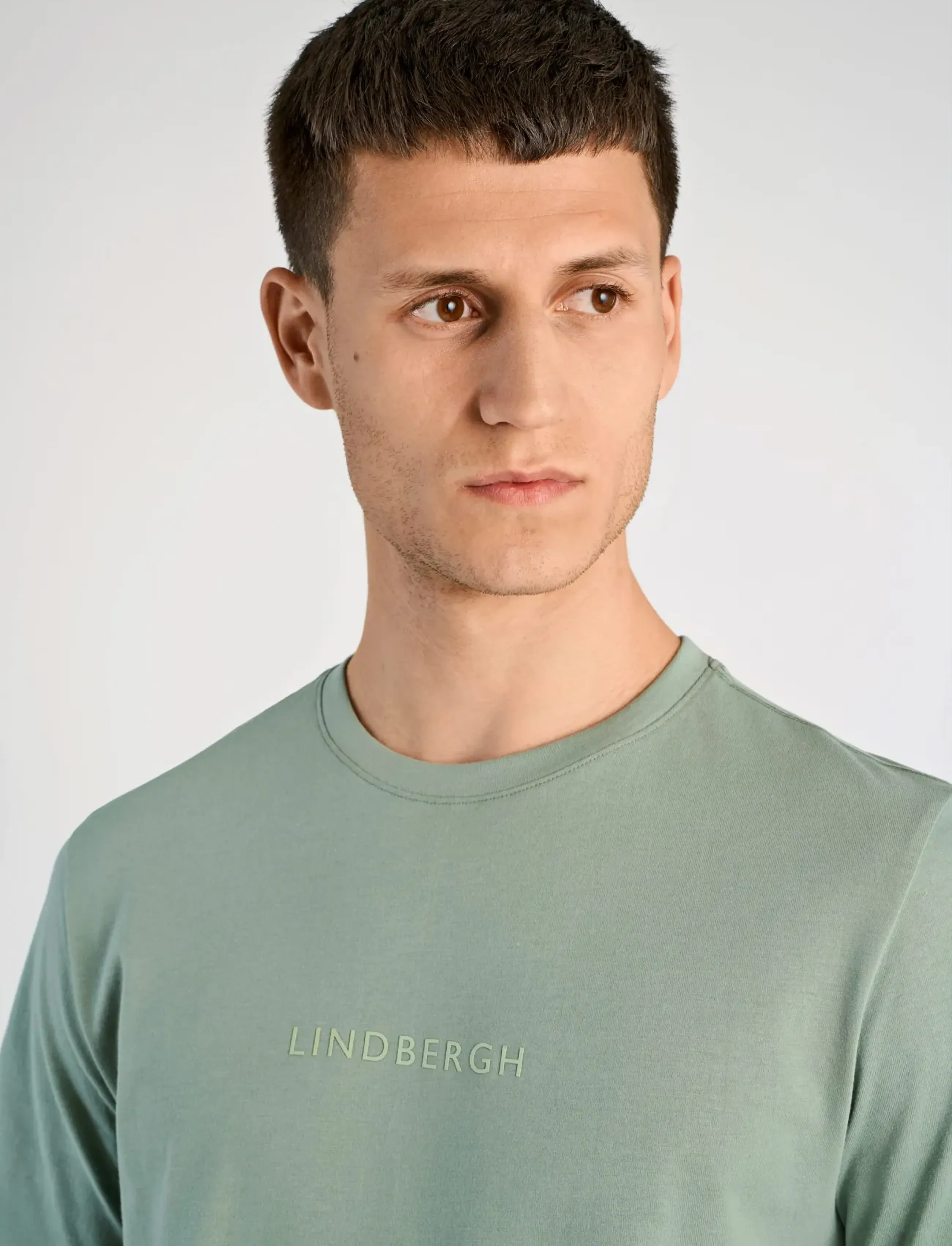 Lindbergh - Lindbergh print tee S/S - short-sleeved t-shirts - sage green - 5