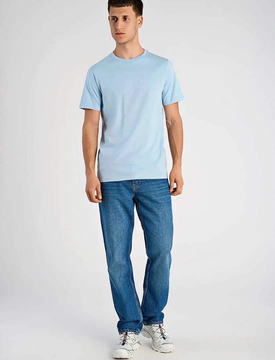 Lindbergh - Lindbergh print tee S/S - lühikeste varrukatega t-särgid - soft blue - 0