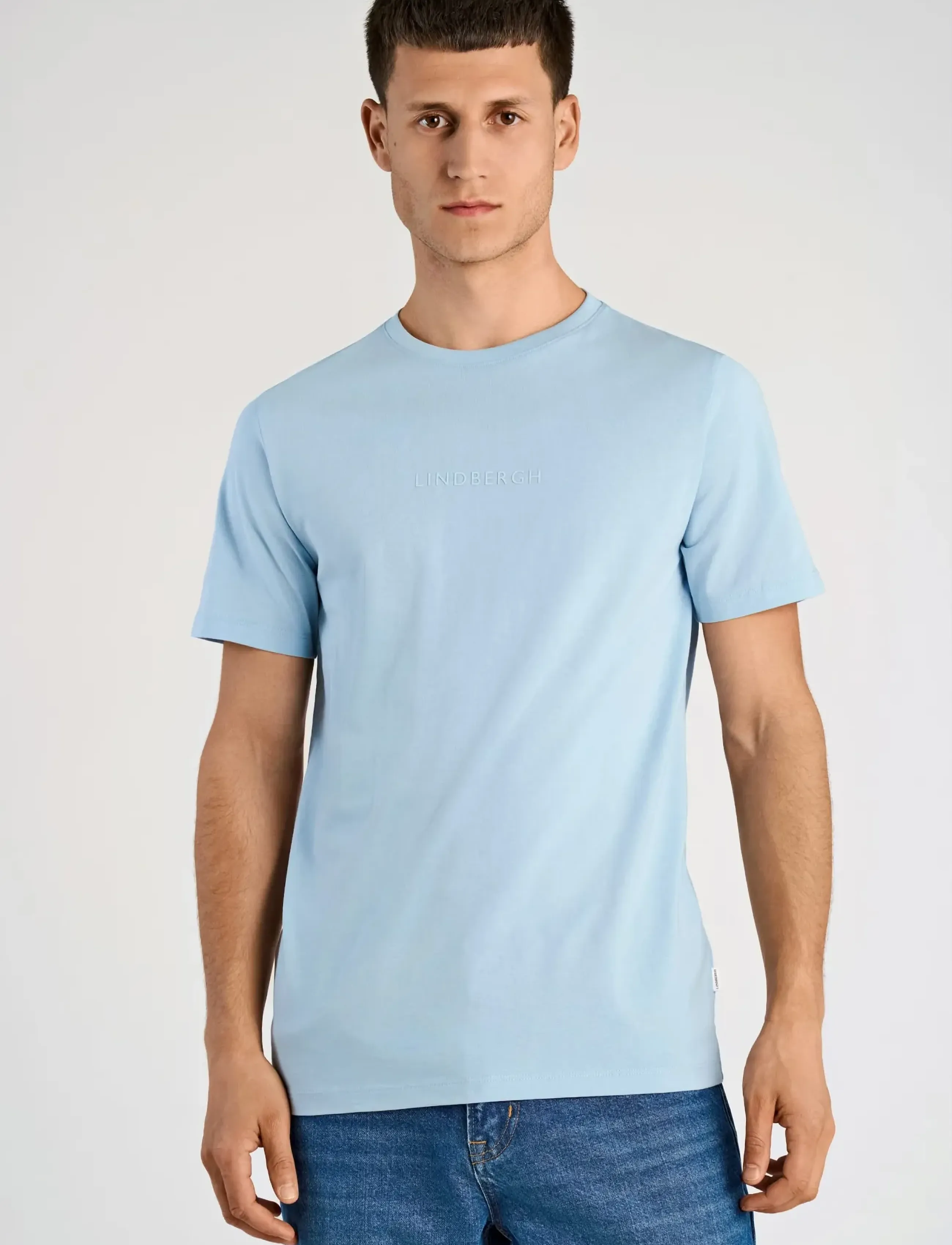 Lindbergh - Lindbergh print tee S/S - short-sleeved t-shirts - soft blue - 3