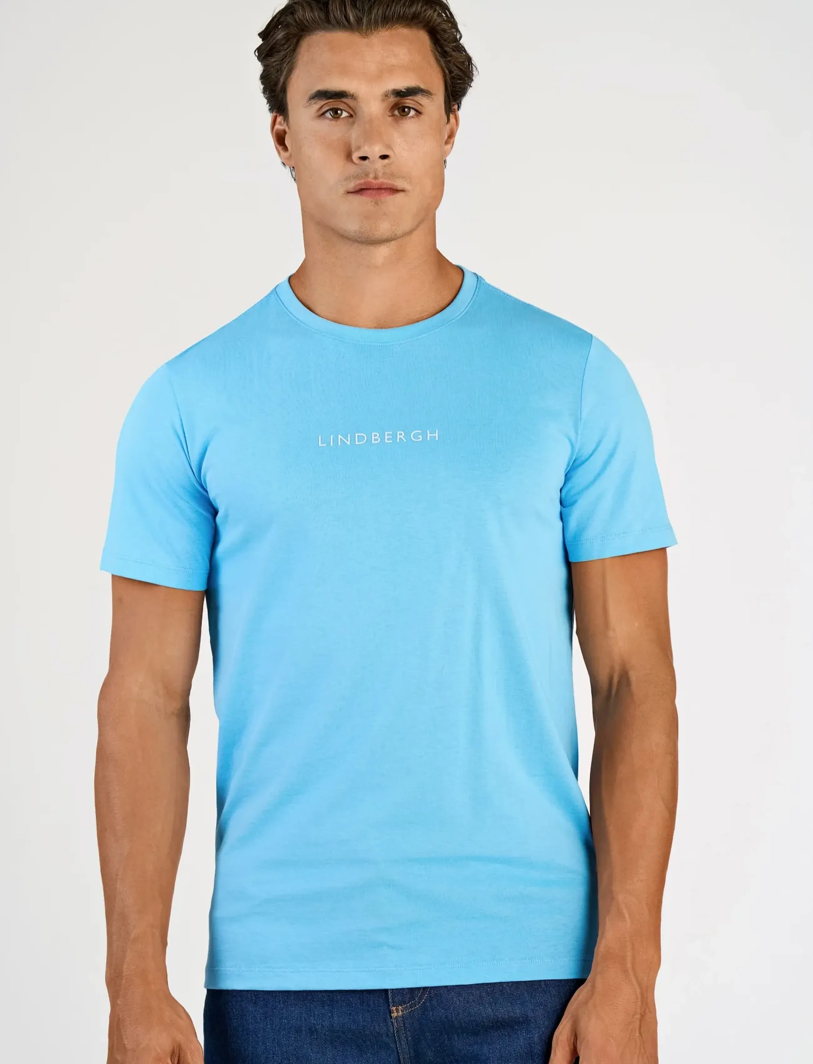 Lindbergh - Lindbergh print tee S/S - short-sleeved t-shirts - surf blue - 3