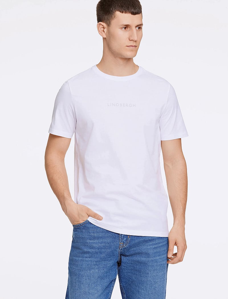 Lindbergh - Lindbergh print tee S/S - kortärmade t-shirts - white 424 - 0