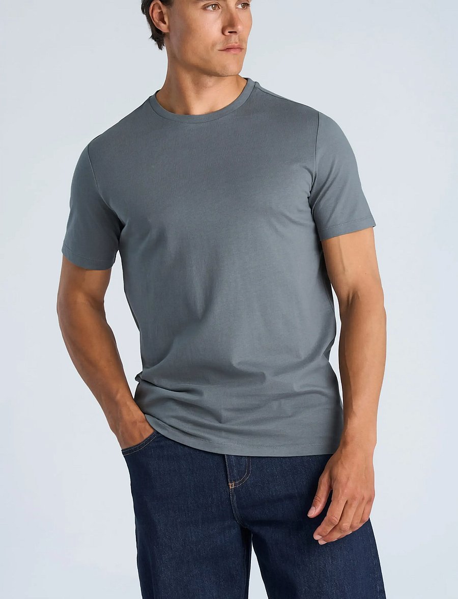 Lindbergh - Basic tee S/S - short-sleeved t-shirts - blue grey - 3