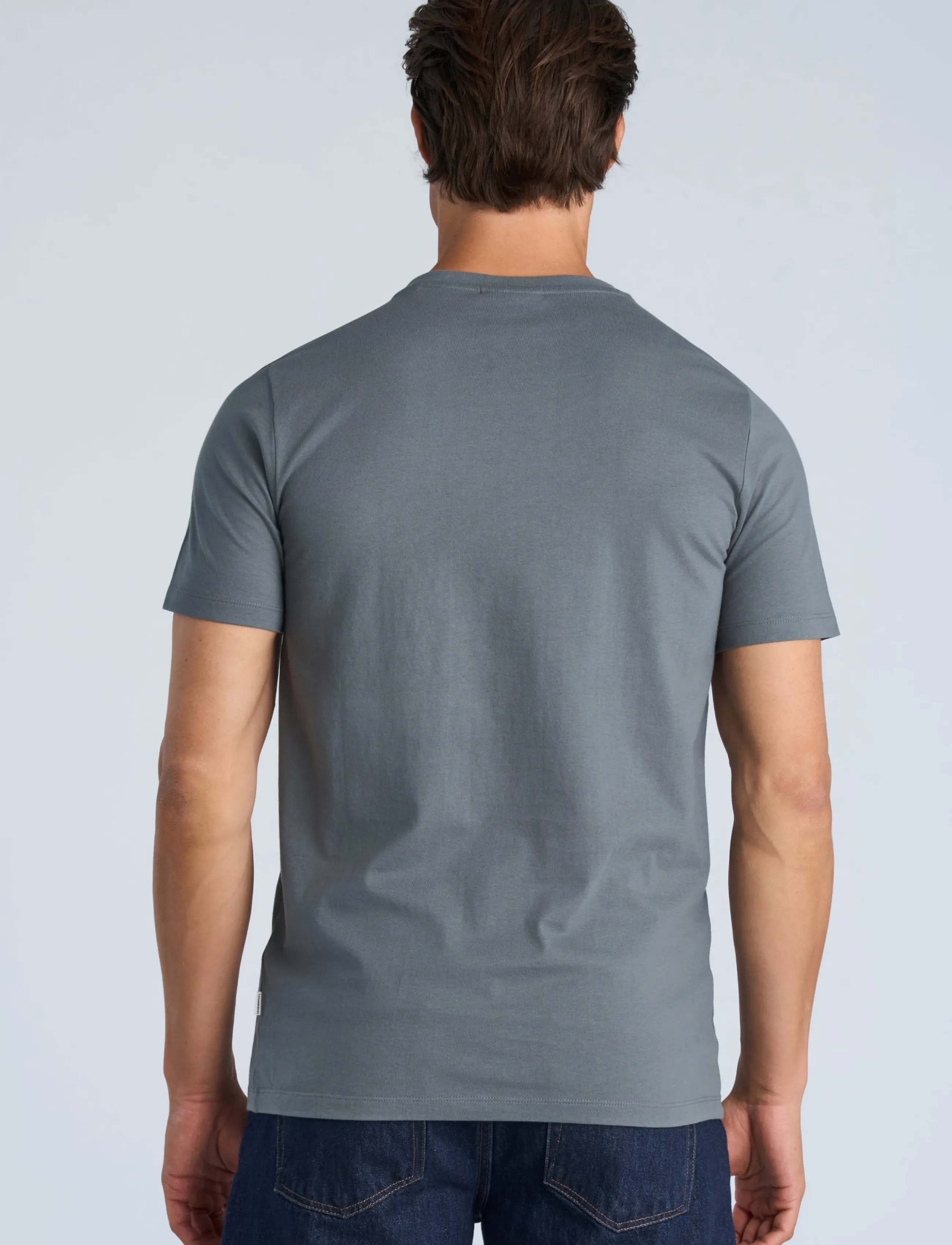 Lindbergh - Basic tee S/S - short-sleeved t-shirts - blue grey - 4