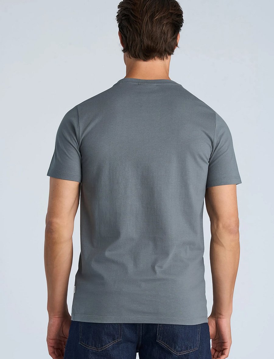 Lindbergh - Basic tee S/S - short-sleeved t-shirts - blue grey - 4