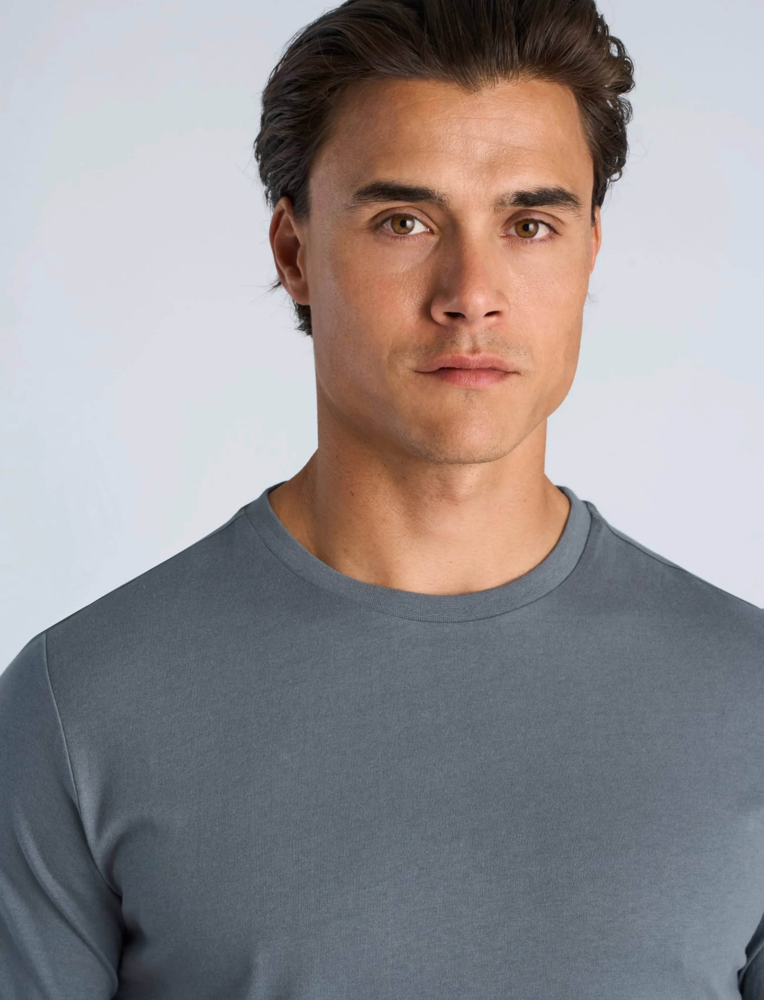 Lindbergh - Basic tee S/S - short-sleeved t-shirts - blue grey - 5