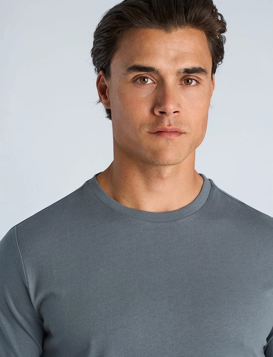 Lindbergh - Basic tee S/S - short-sleeved t-shirts - blue grey - 5
