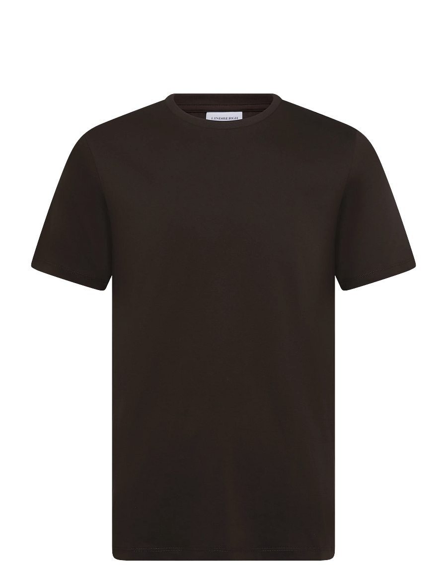 Lindbergh - Basic tee S/S - kortærmede t-shirts - dk brown - 0