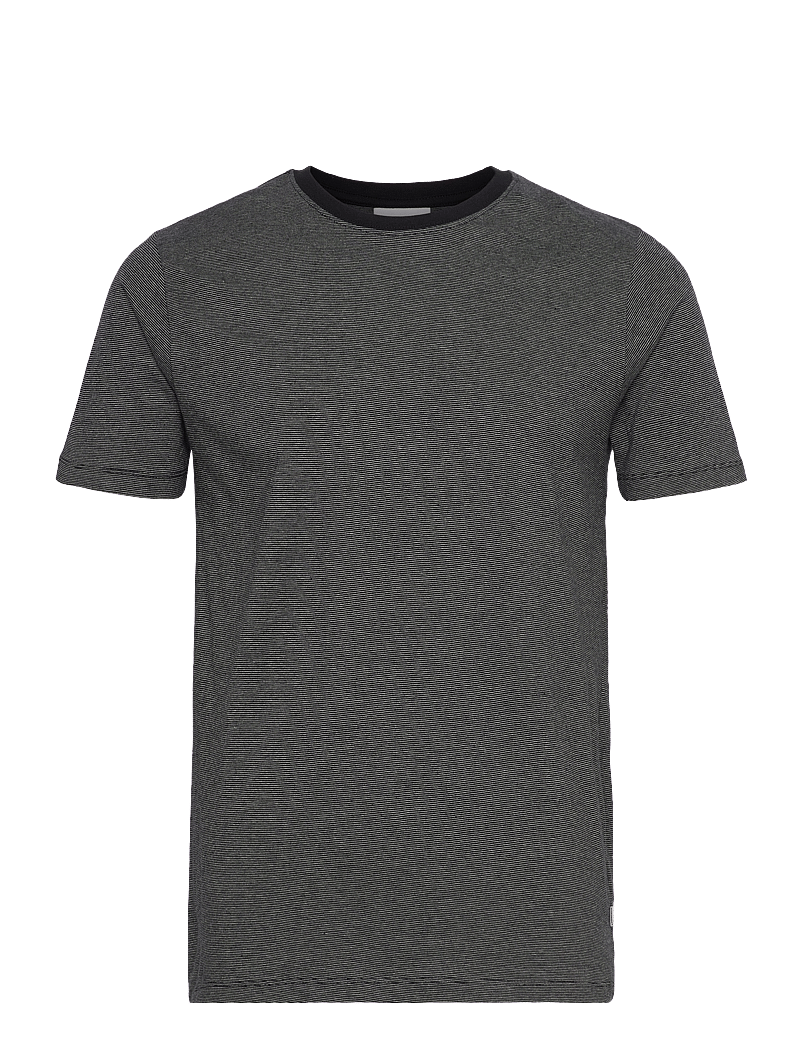 Lindbergh - Micro striped tee S/S - kortärmade t-shirts - black - 1