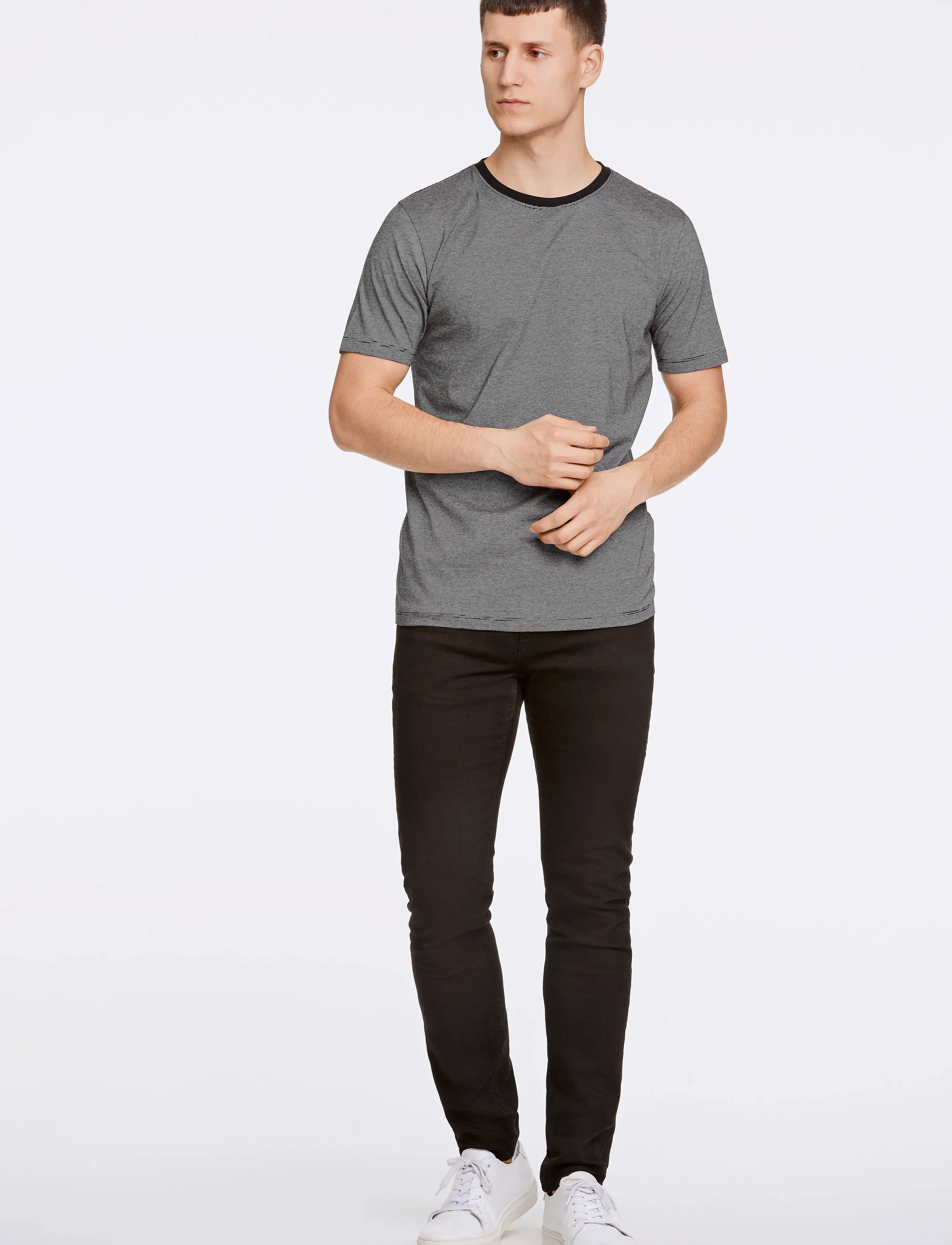 Lindbergh - Micro striped tee S/S - t-krekli ar īsām piedurknēm - black - 4