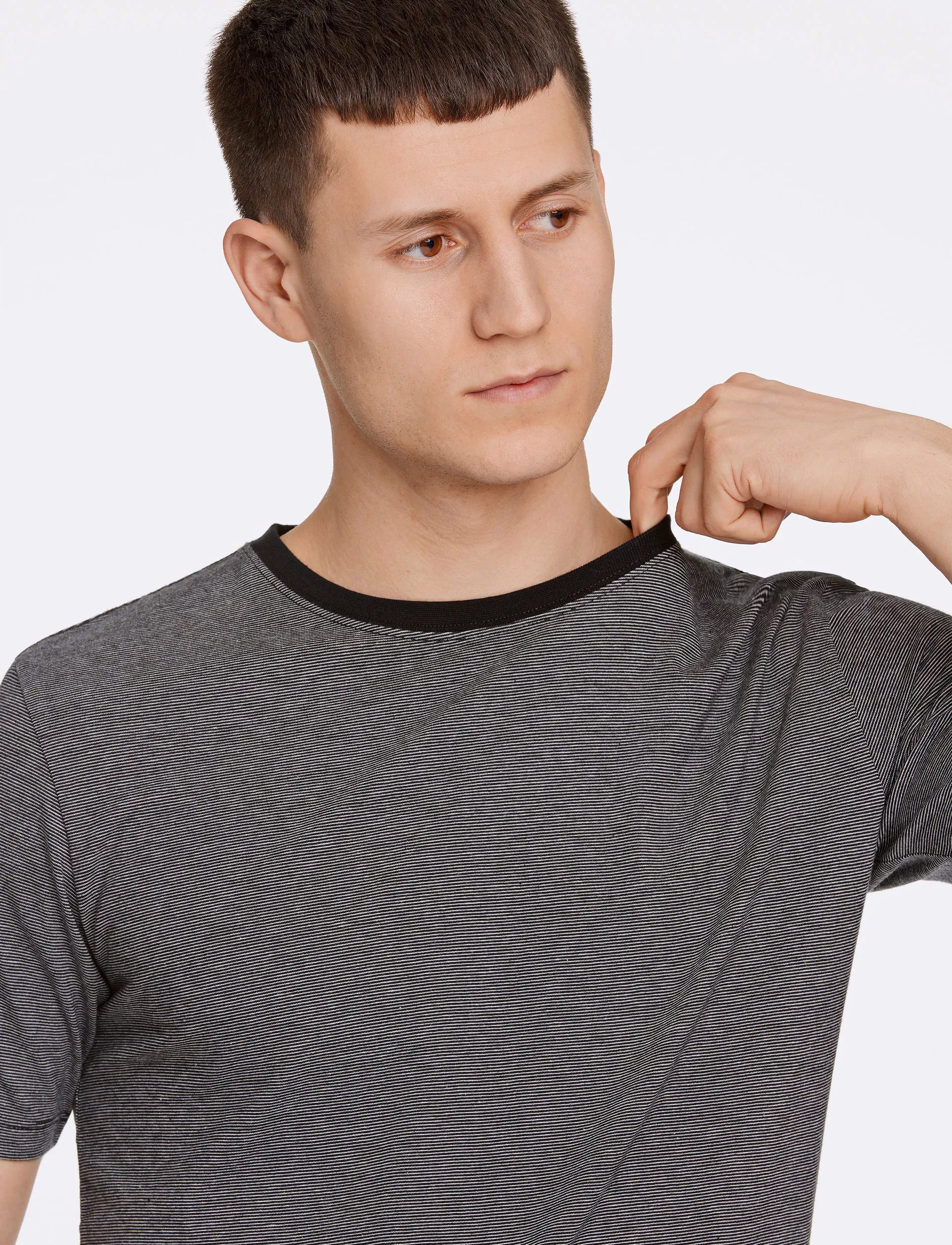 Lindbergh - Micro striped tee S/S - t-krekli ar īsām piedurknēm - black - 5