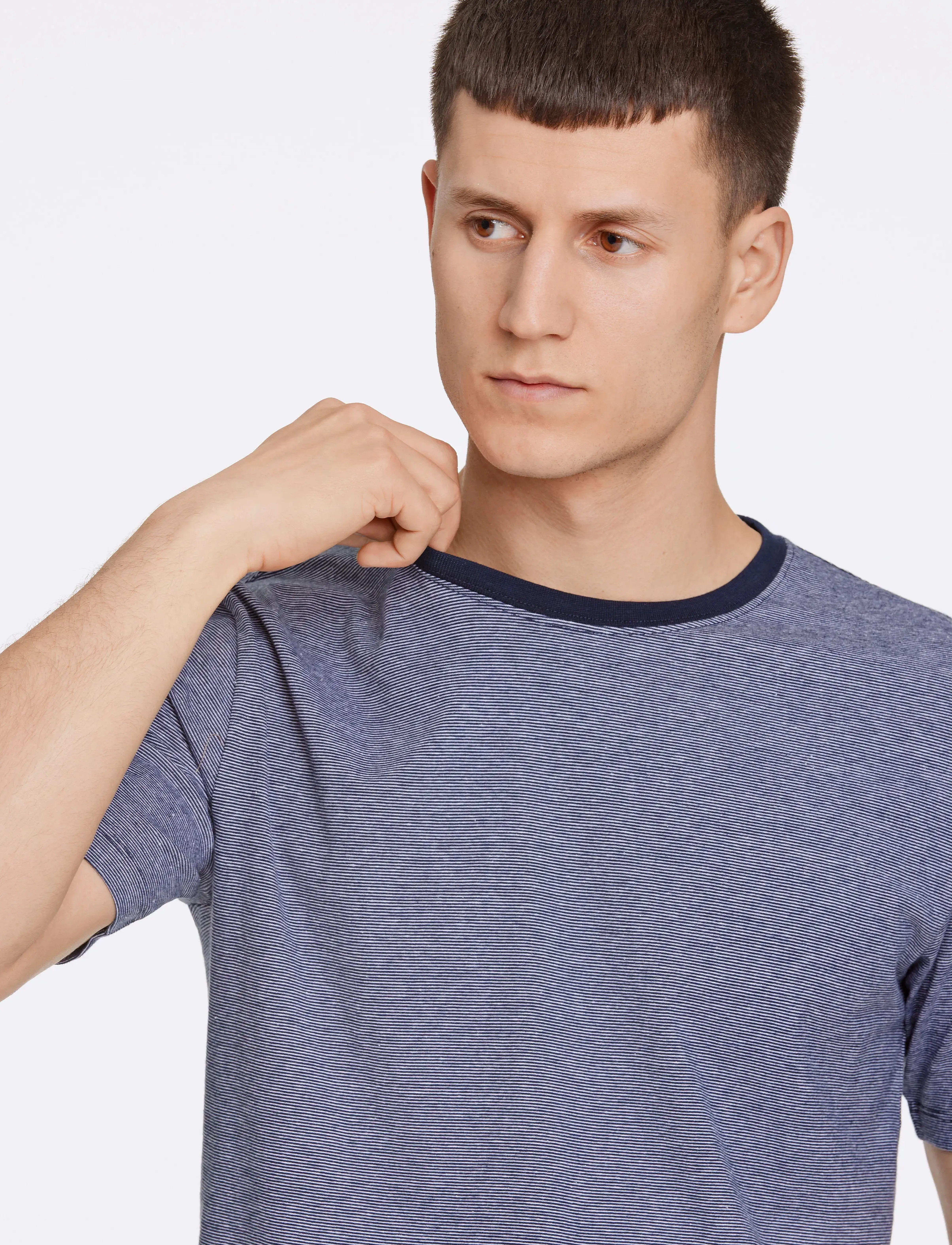 Lindbergh - Micro striped tee S/S - navy - 5