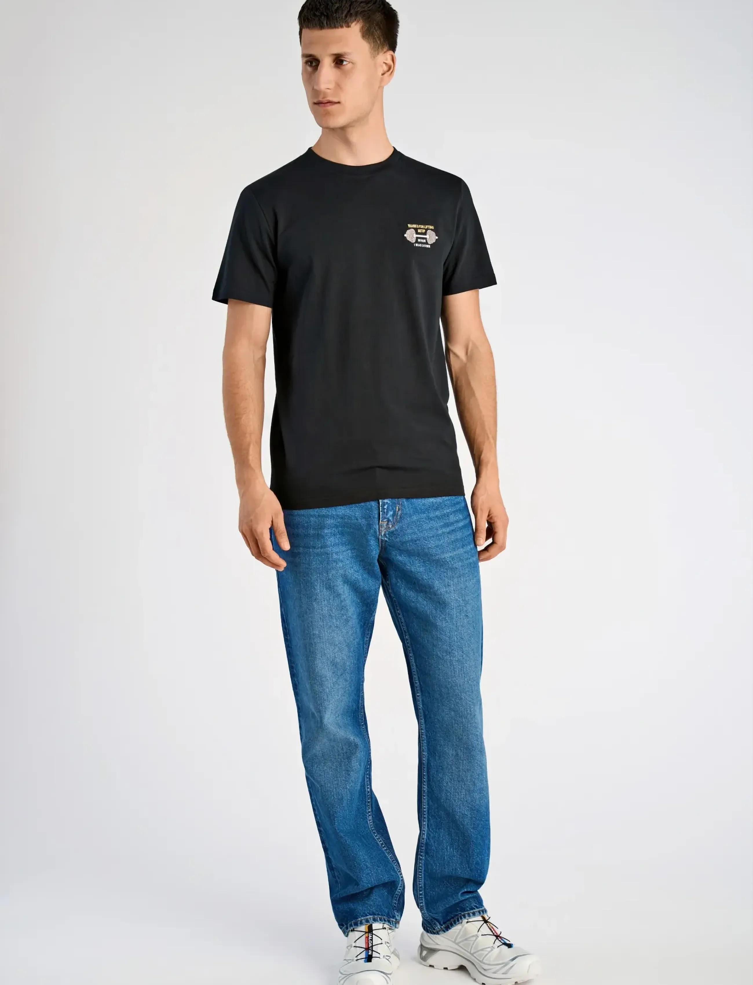 Lindbergh Embroidery tee S/S - Lindbergh - BLACK IRON / black