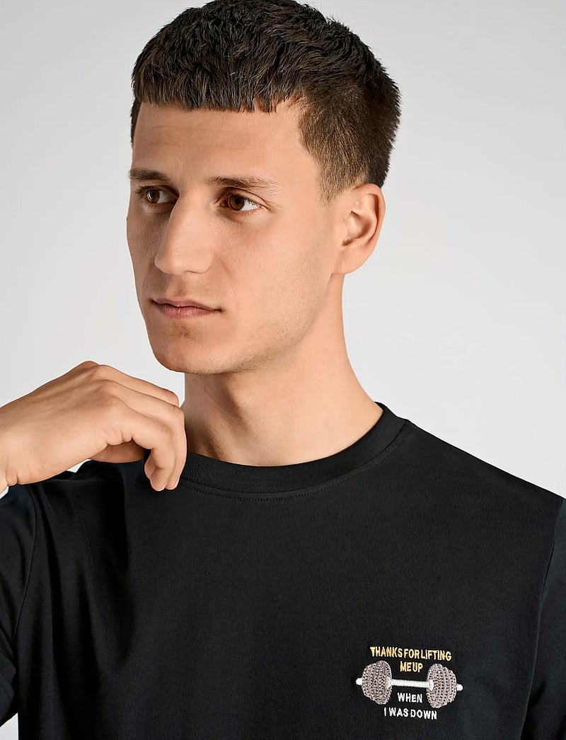 Lindbergh - Embroidery tee S/S - lühikeste varrukatega t-särgid - black iron - 5