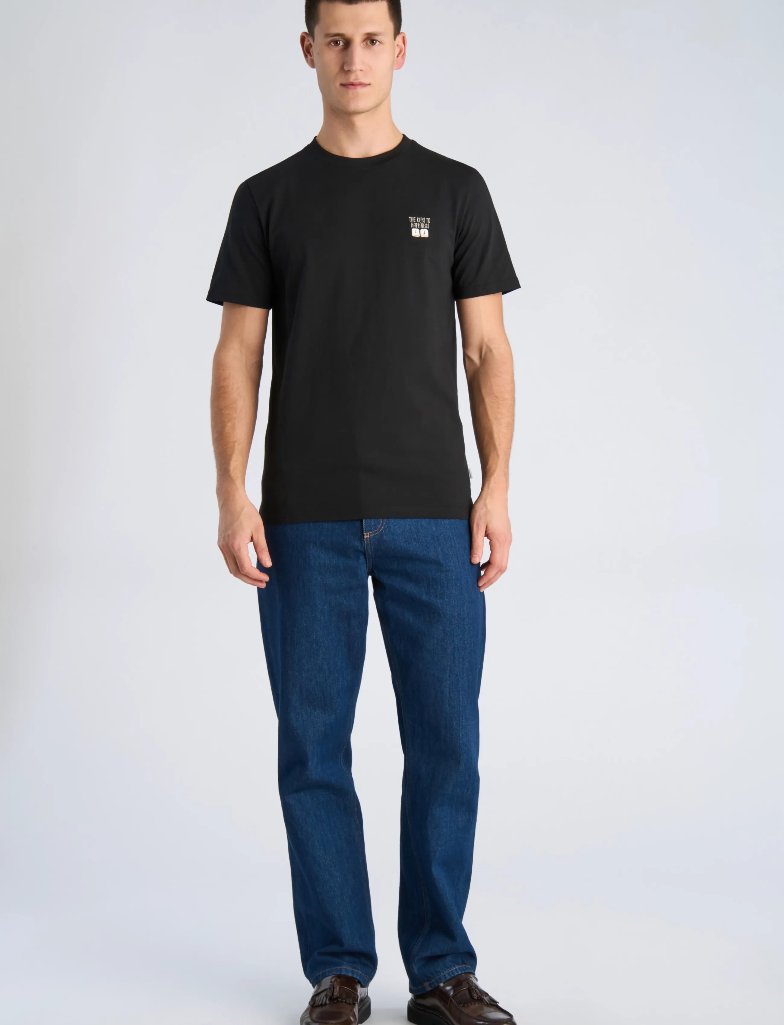 Lindbergh Embroidery tee S/S - Lindbergh - BLACK NIGHT / black