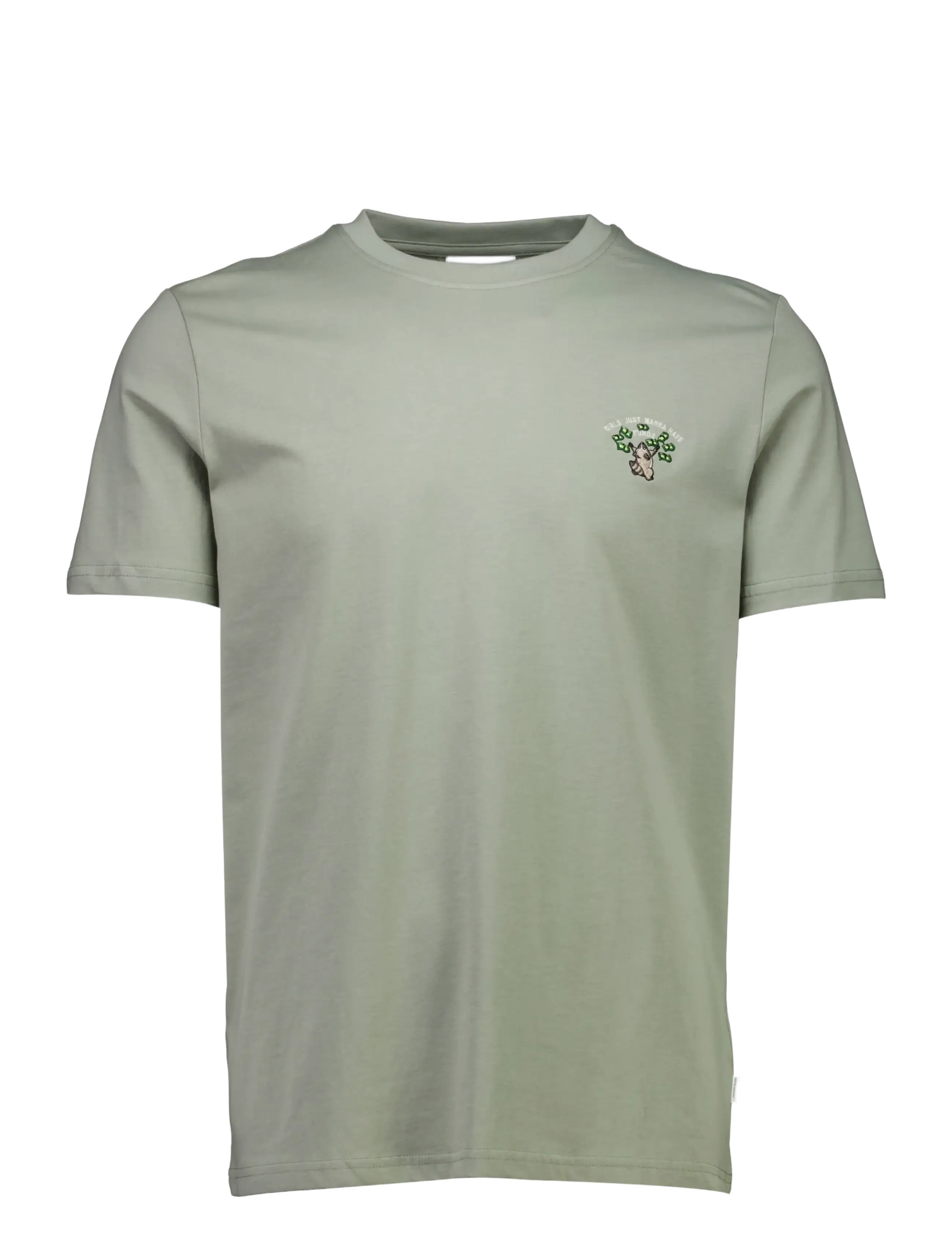 Lindbergh - Embroidery tee S/S - kortärmade t-shirts - green fog - 1