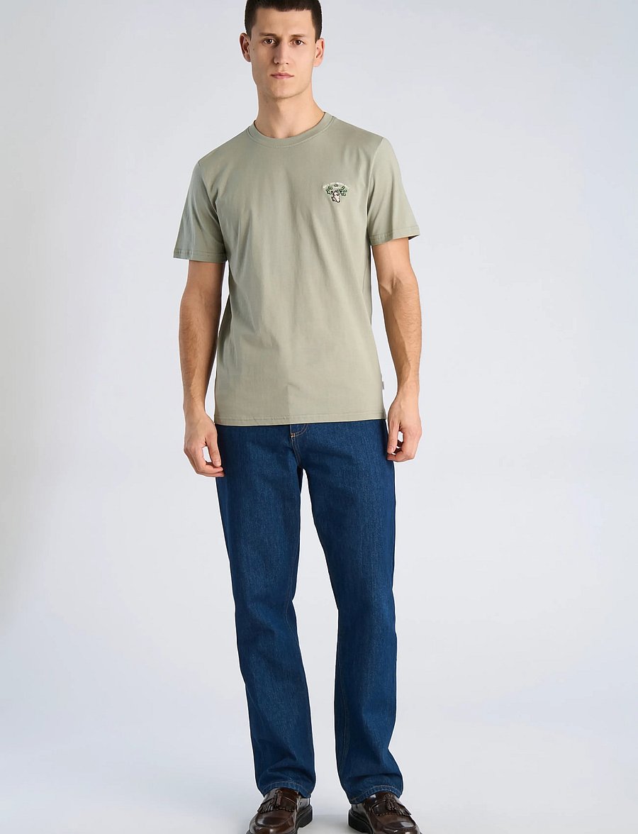 Lindbergh - Embroidery tee S/S - kortärmade t-shirts - green fog - 0