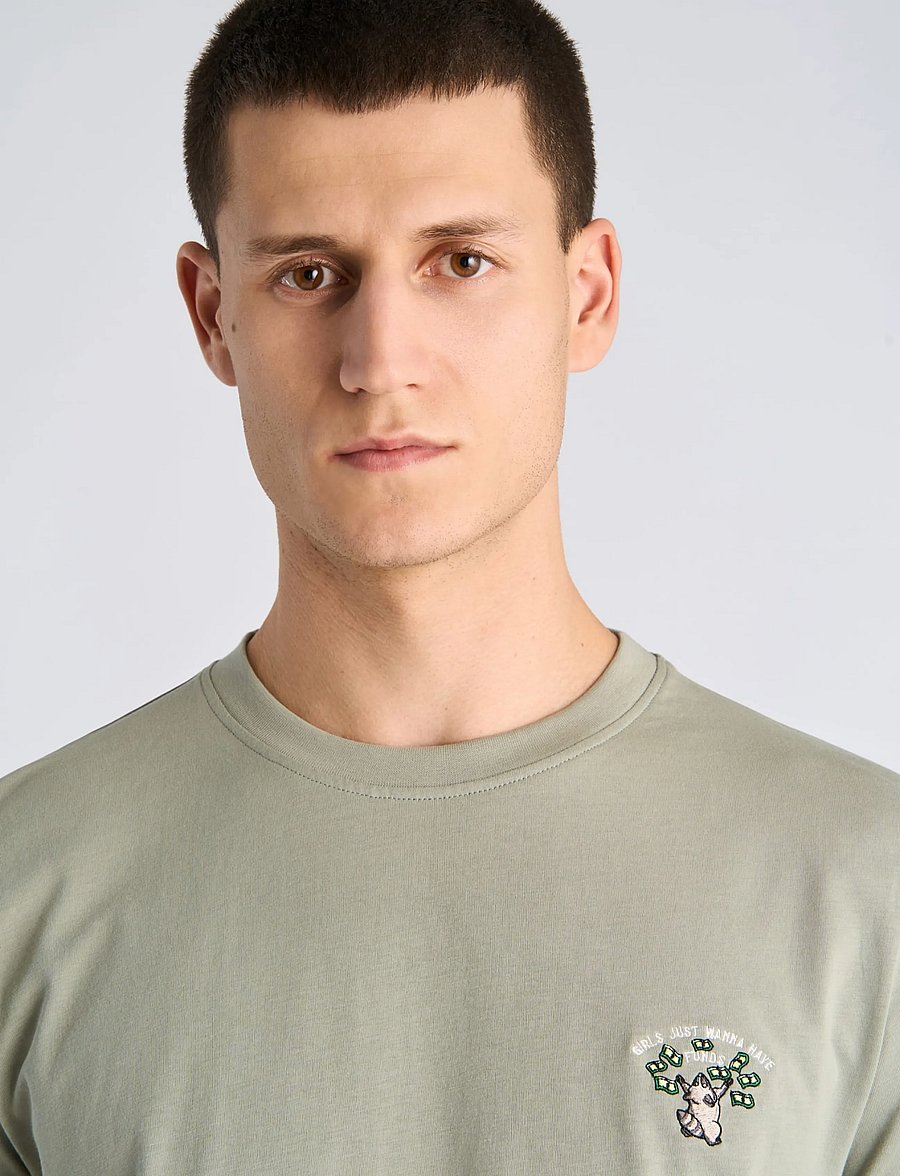 Lindbergh - Embroidery tee S/S - kortärmade t-shirts - green fog - 5