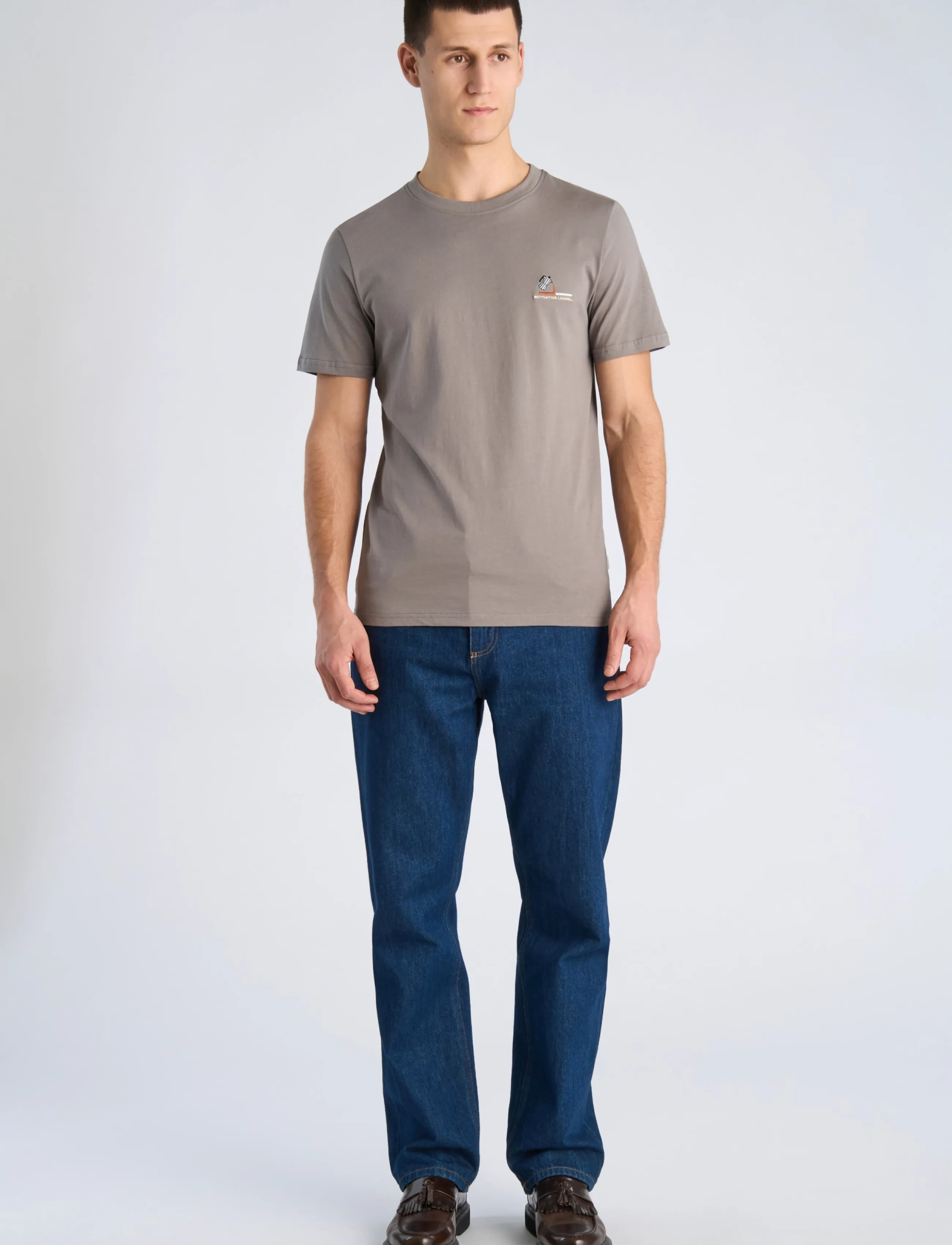 Lindbergh Embroidery tee S/S - Lindbergh - GREY DUSK / grey