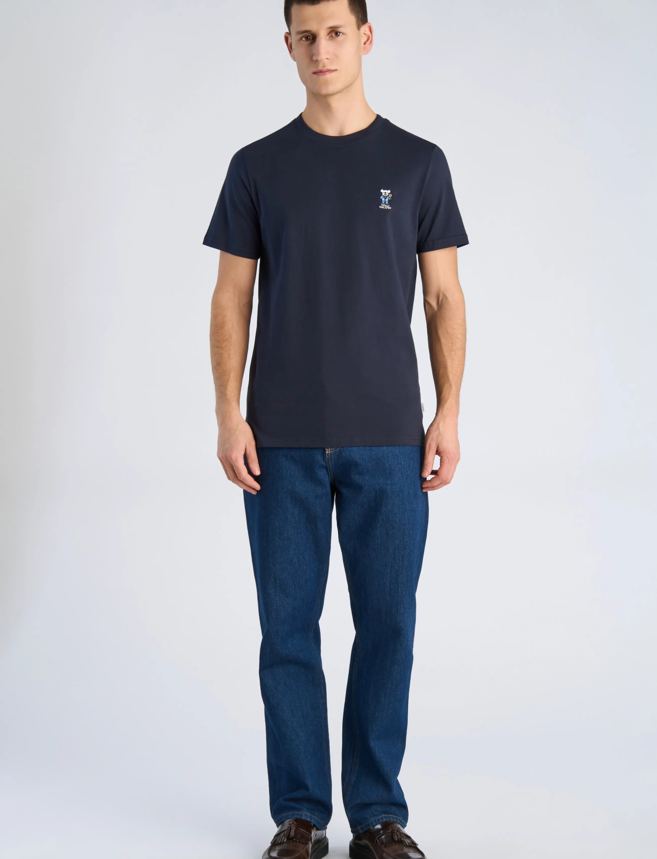 Lindbergh Embroidery tee S/S - Lindbergh - NAVY COAST / navy