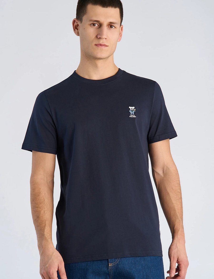 Lindbergh - Embroidery tee S/S - kortärmade t-shirts - navy coast - 3