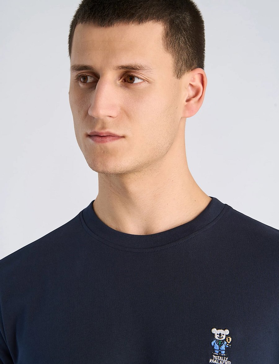 Lindbergh - Embroidery tee S/S - kortärmade t-shirts - navy coast - 5