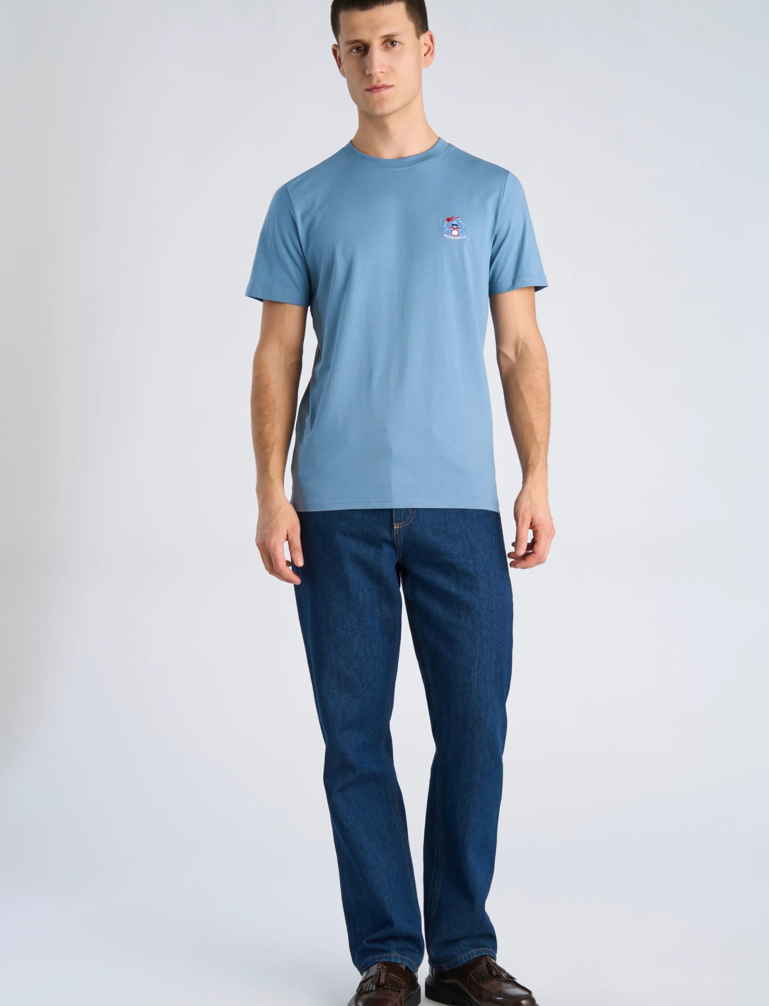Lindbergh Embroidery tee S/S - Lindbergh - SHADOW BLUE / blue