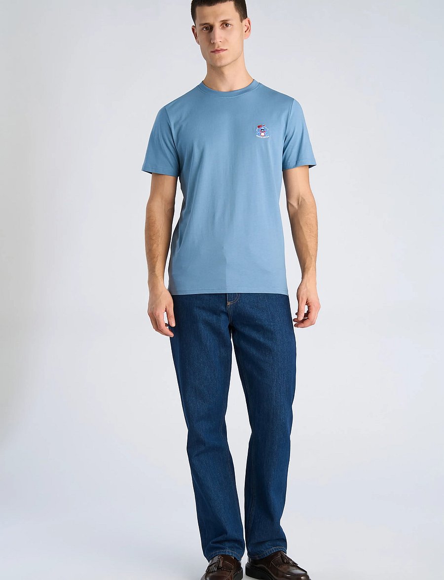 Lindbergh - Embroidery tee S/S - kortärmade t-shirts - shadow blue - 0