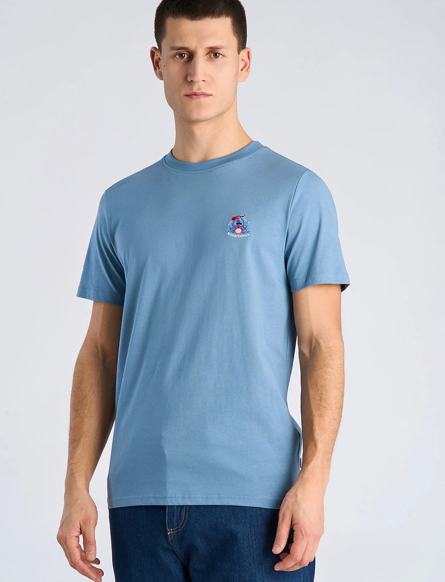 Lindbergh - Embroidery tee S/S - kortärmade t-shirts - shadow blue - 3