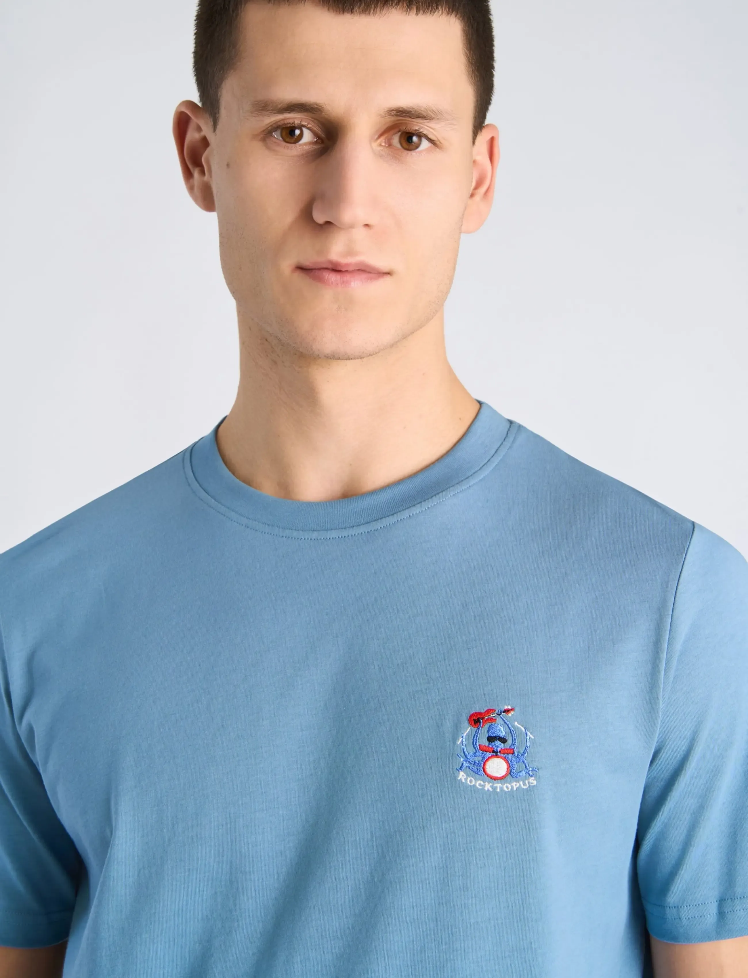 Lindbergh - Embroidery tee S/S - kortärmade t-shirts - shadow blue - 5
