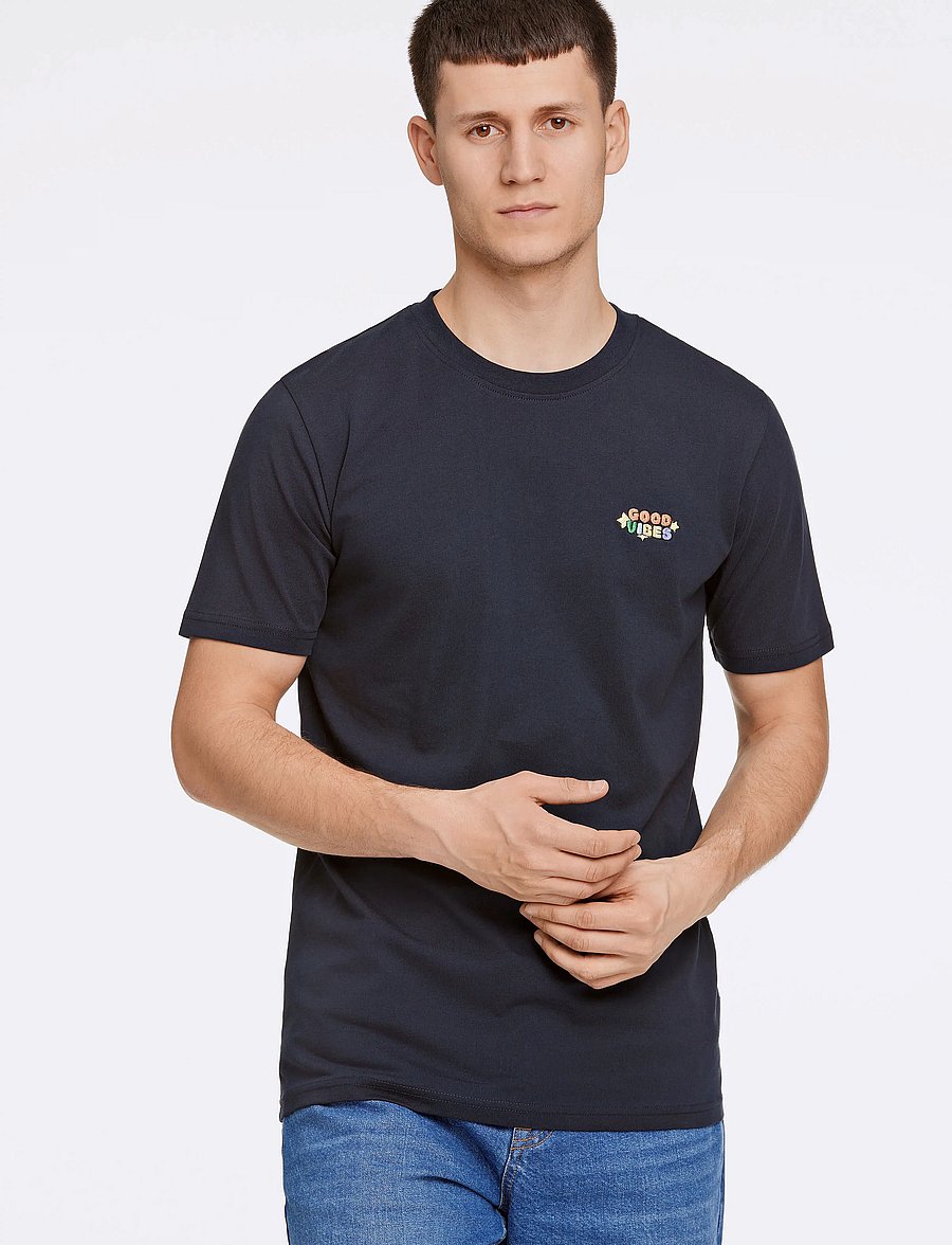 Lindbergh - Embroidery tee S/S - kortärmade t-shirts - true navy - 0