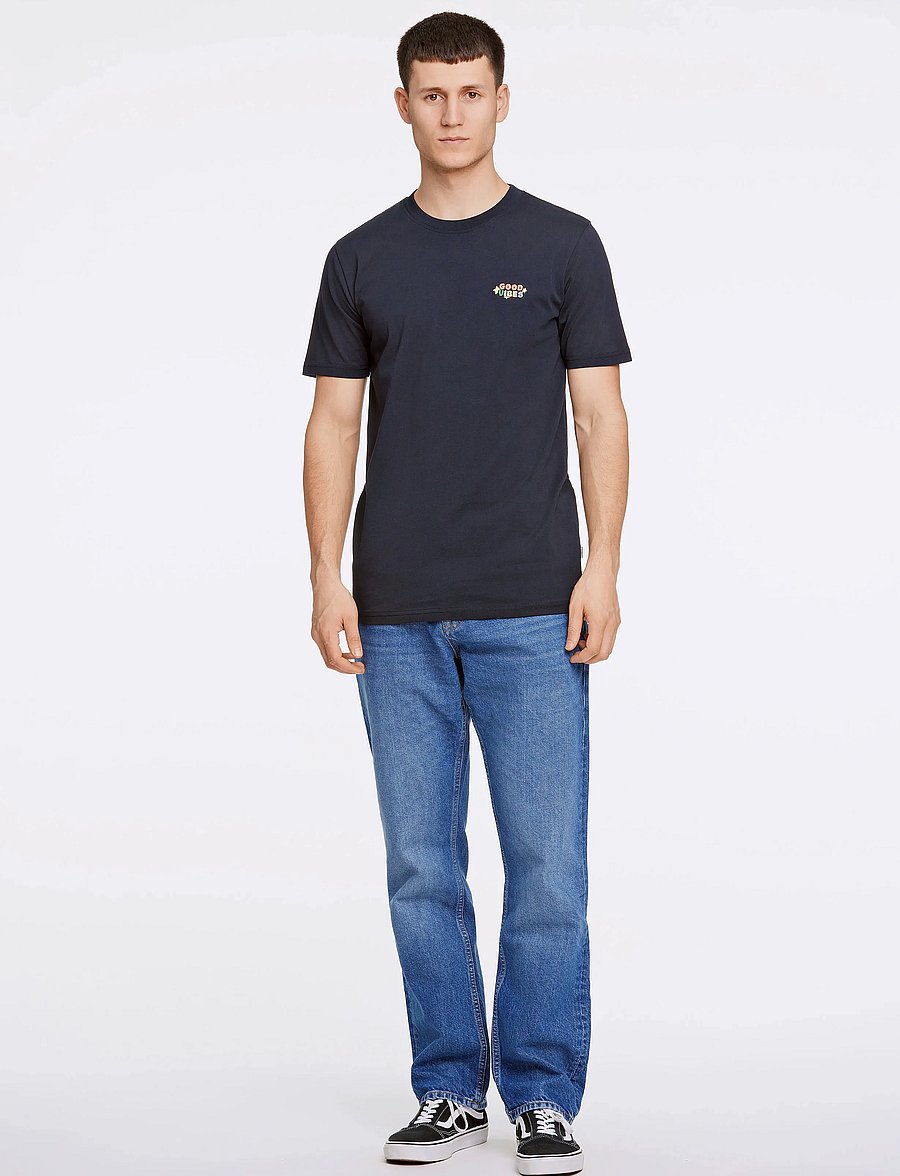 Lindbergh - Embroidery tee S/S - kortärmade t-shirts - true navy - 4