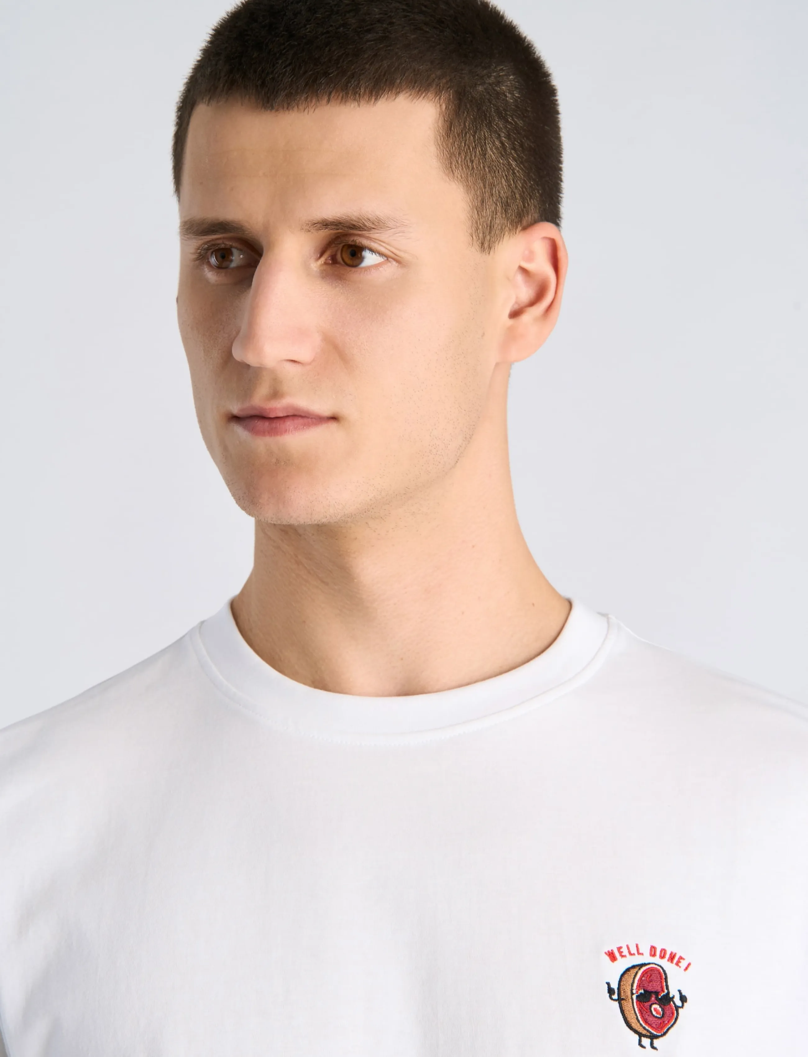 Lindbergh - Embroidery tee S/S - kortärmade t-shirts - white fog - 5