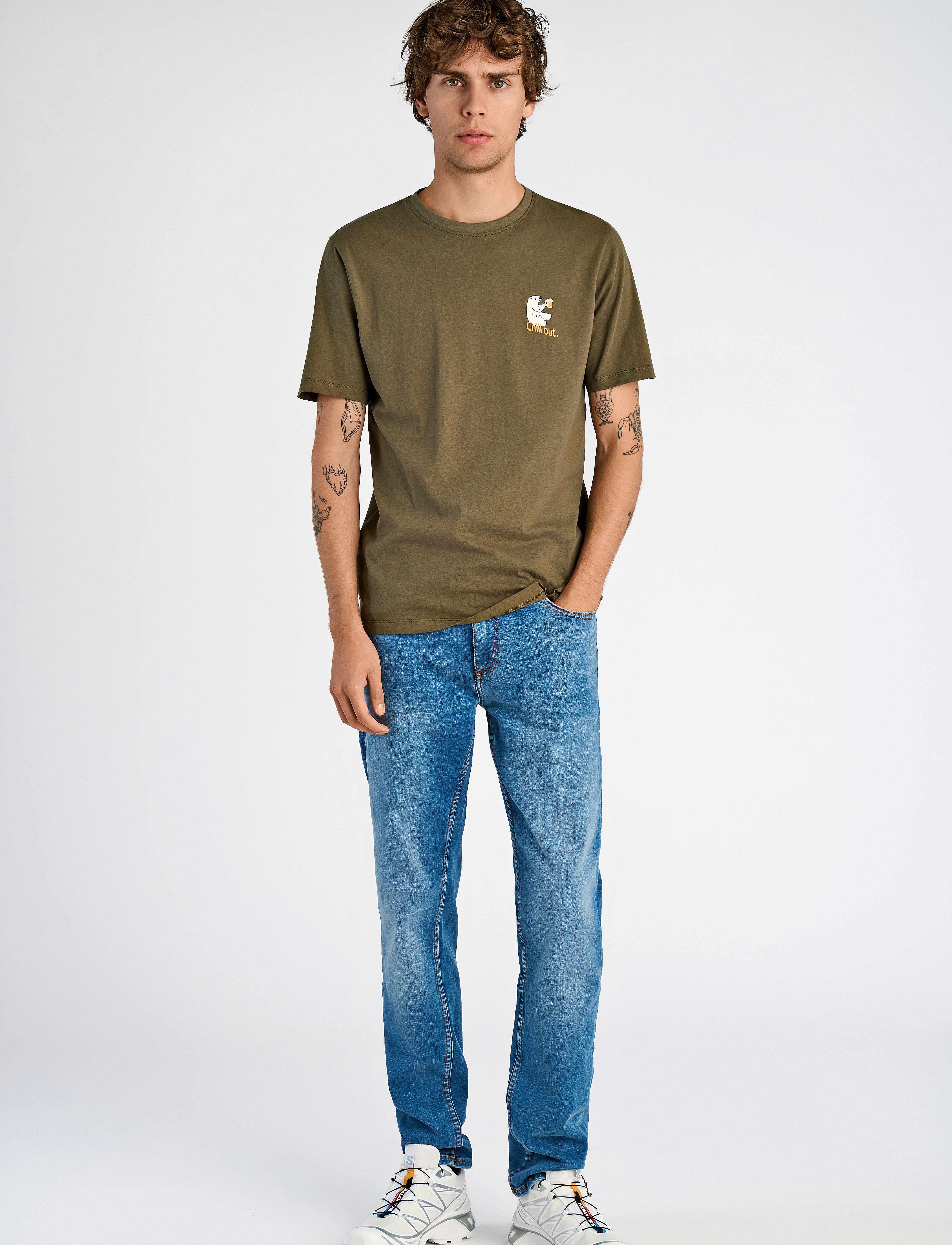 Lindbergh - Printed tee S/S - dk jungle green - 4
