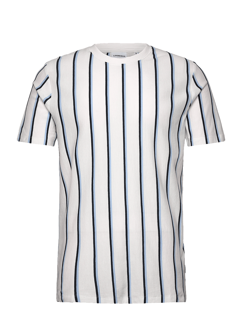 Lindbergh - Striped piqué tee S/S - kortærmede t-shirts - white wave - 1