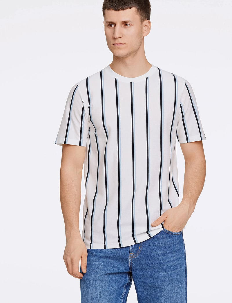 Lindbergh - Striped piqué tee S/S - kortærmede t-shirts - white wave - 0