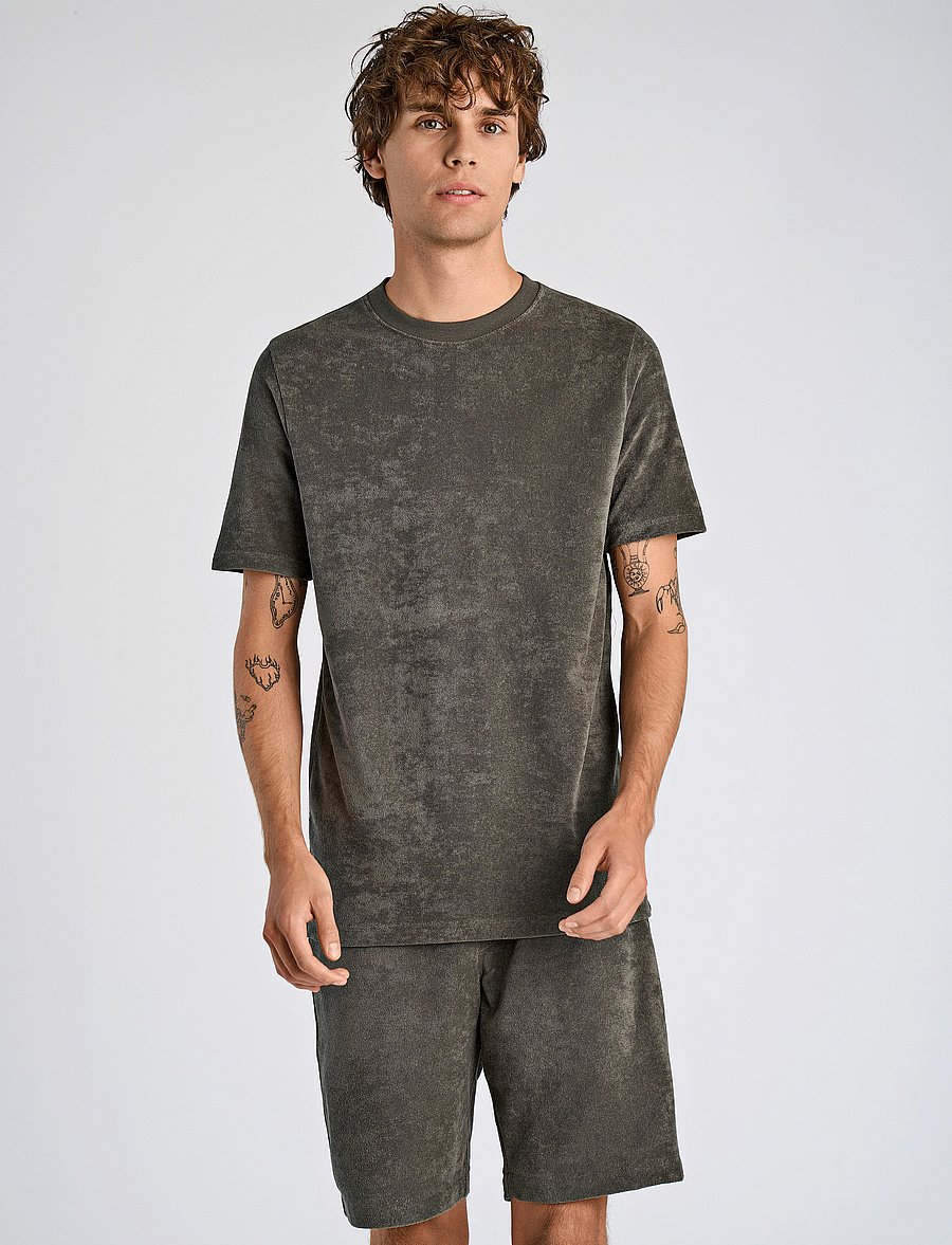 Lindbergh - SS Tee Terry - short-sleeved t-shirts - lt army - 0