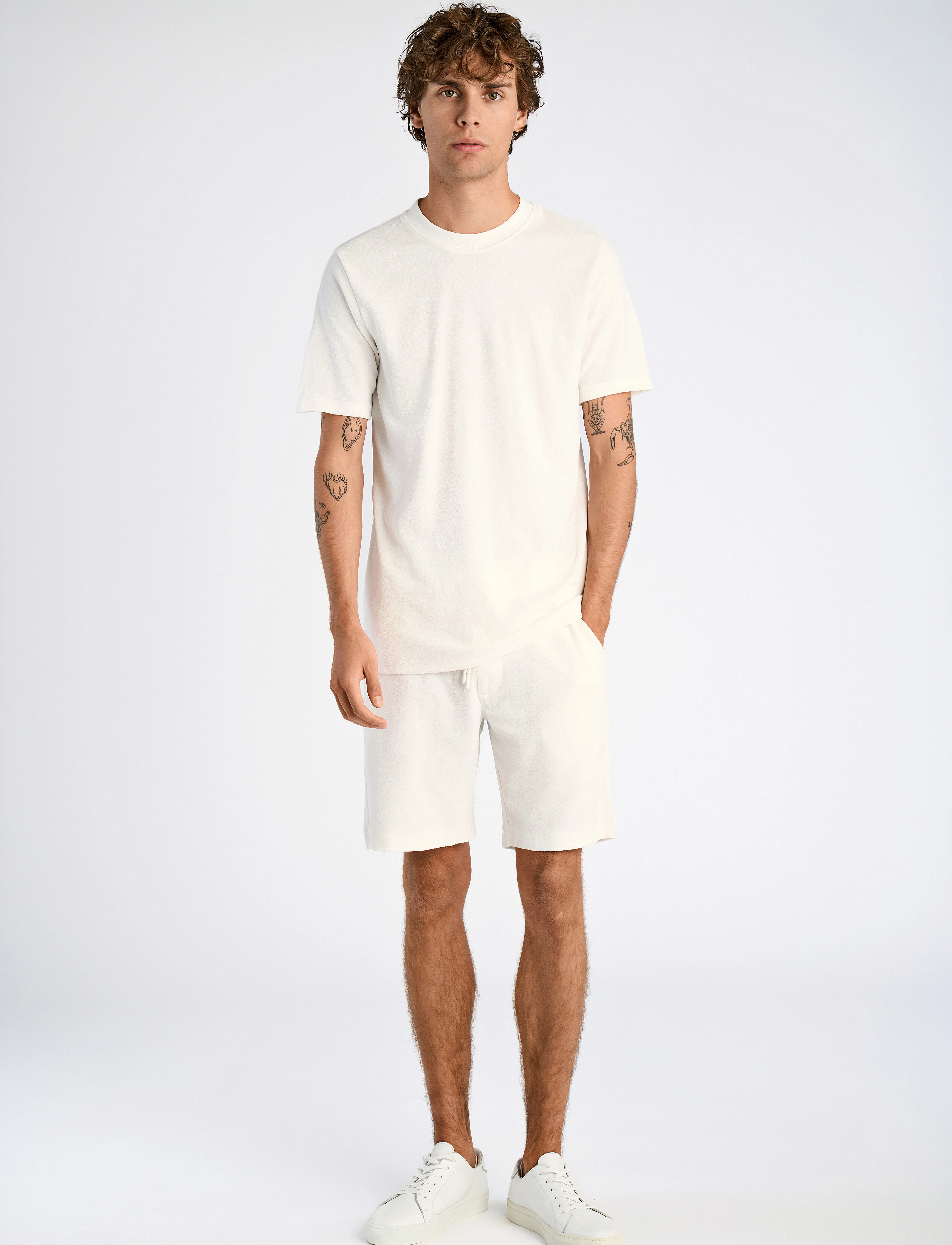 Lindbergh - SS Tee Terry - short-sleeved t-shirts - pearl white - 4