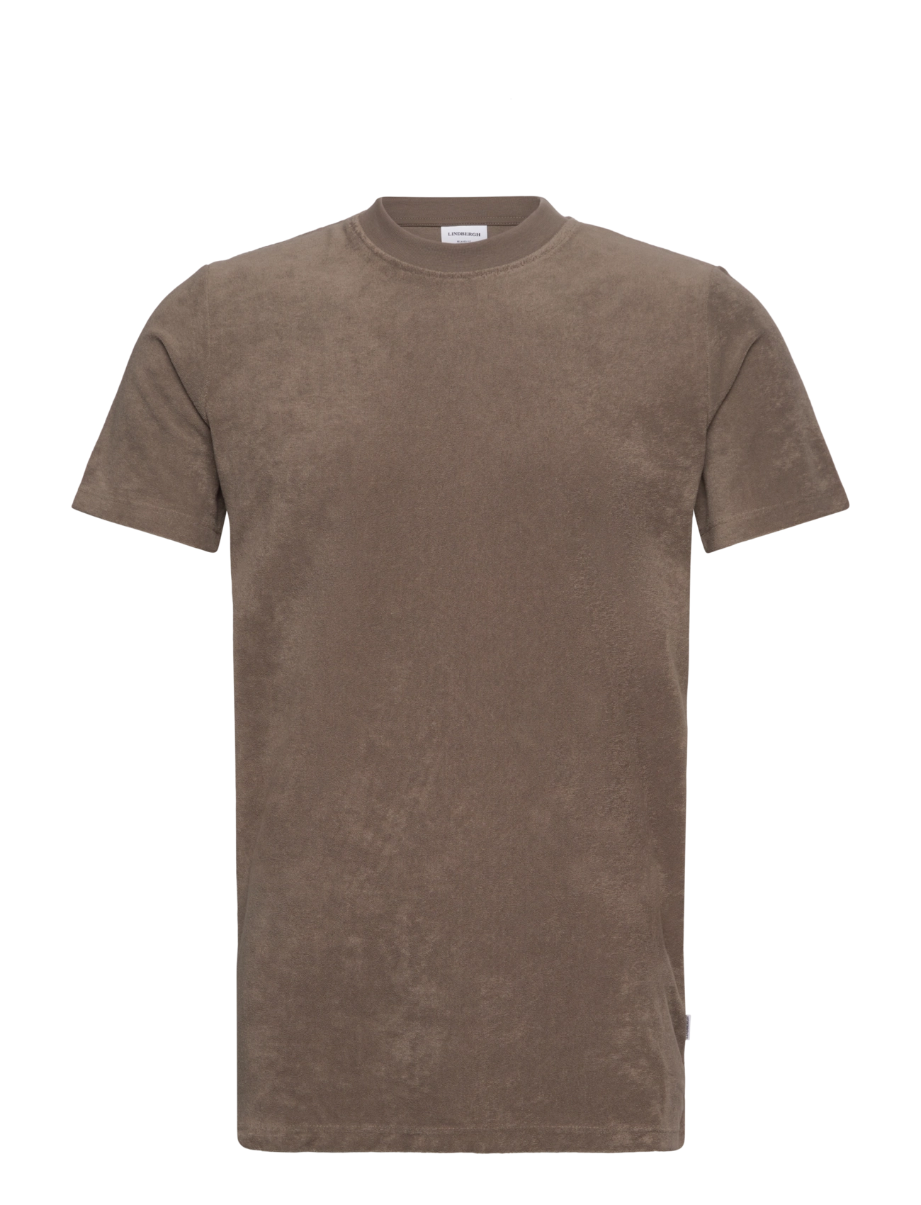 Lindbergh SS Tee Terry - T-Shirts - STONE 125 / brown